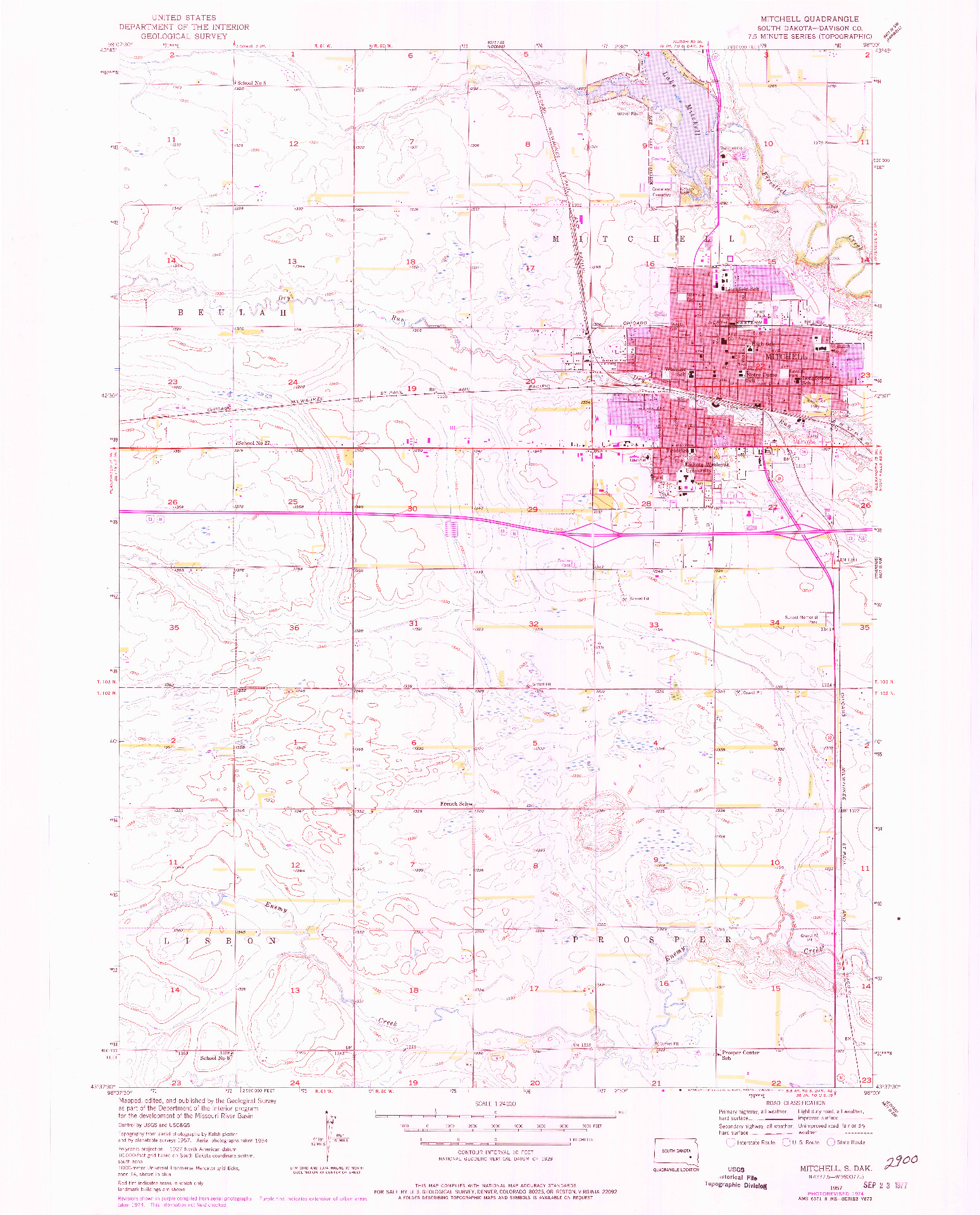 USGS 1:24000-SCALE QUADRANGLE FOR MITCHELL, SD 1957