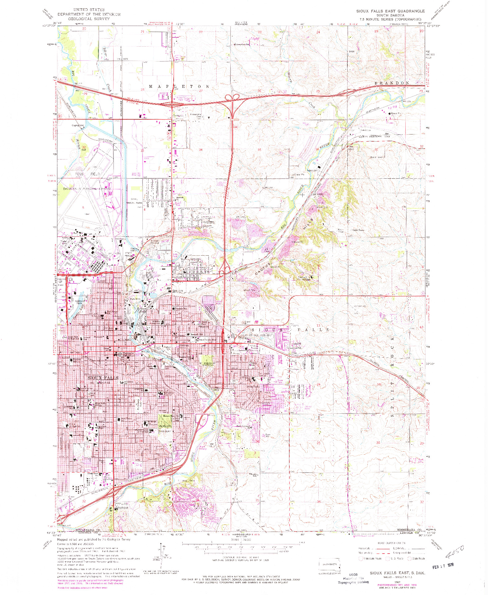 USGS 1:24000-SCALE QUADRANGLE FOR SIOUX FALLS EAST, SD 1962