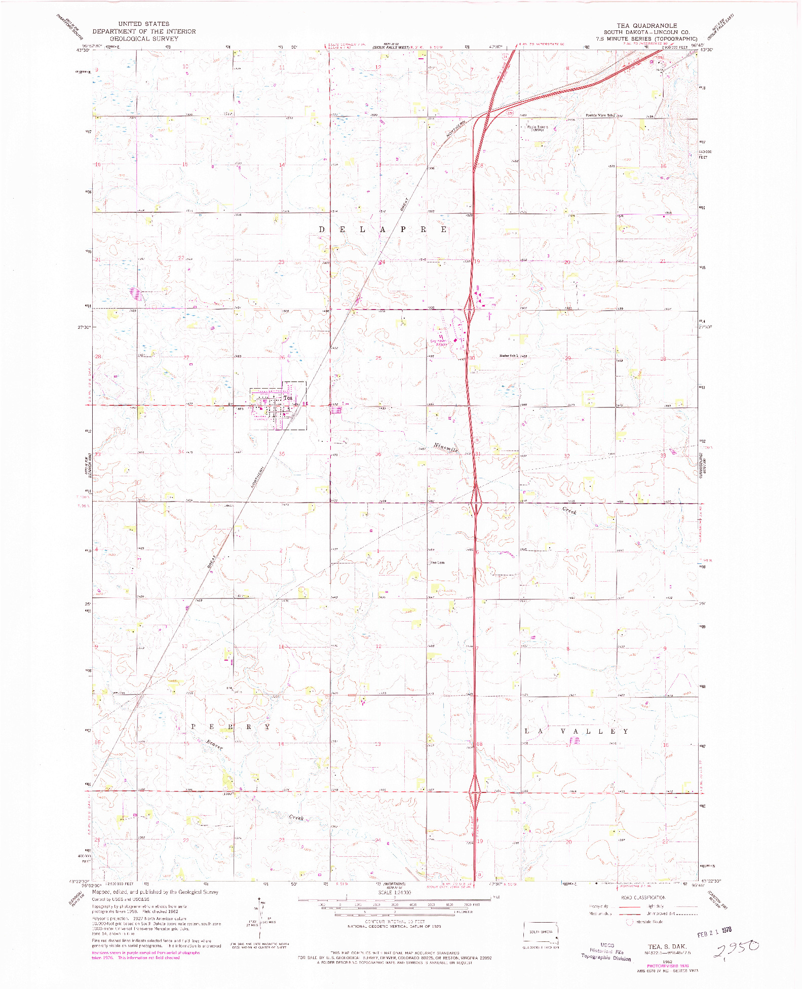 USGS 1:24000-SCALE QUADRANGLE FOR TEA, SD 1962