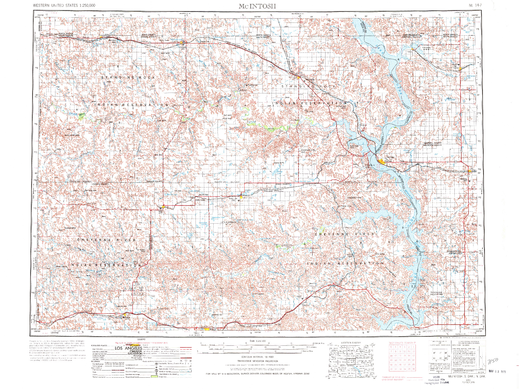 USGS 1:250000-SCALE QUADRANGLE FOR MCINTOSH, SD 1953
