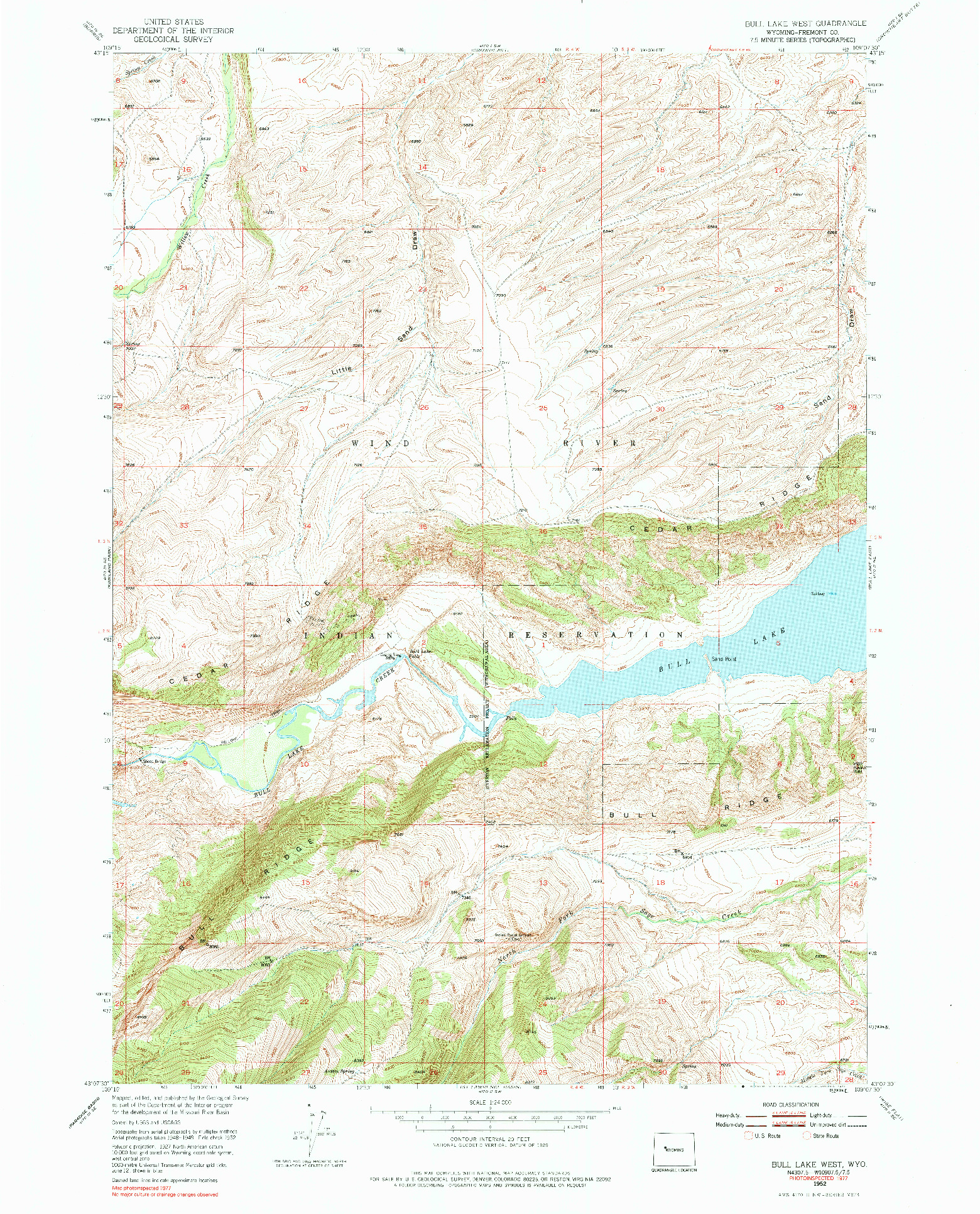USGS 1:24000-SCALE QUADRANGLE FOR BULL LAKE WEST, WY 1952