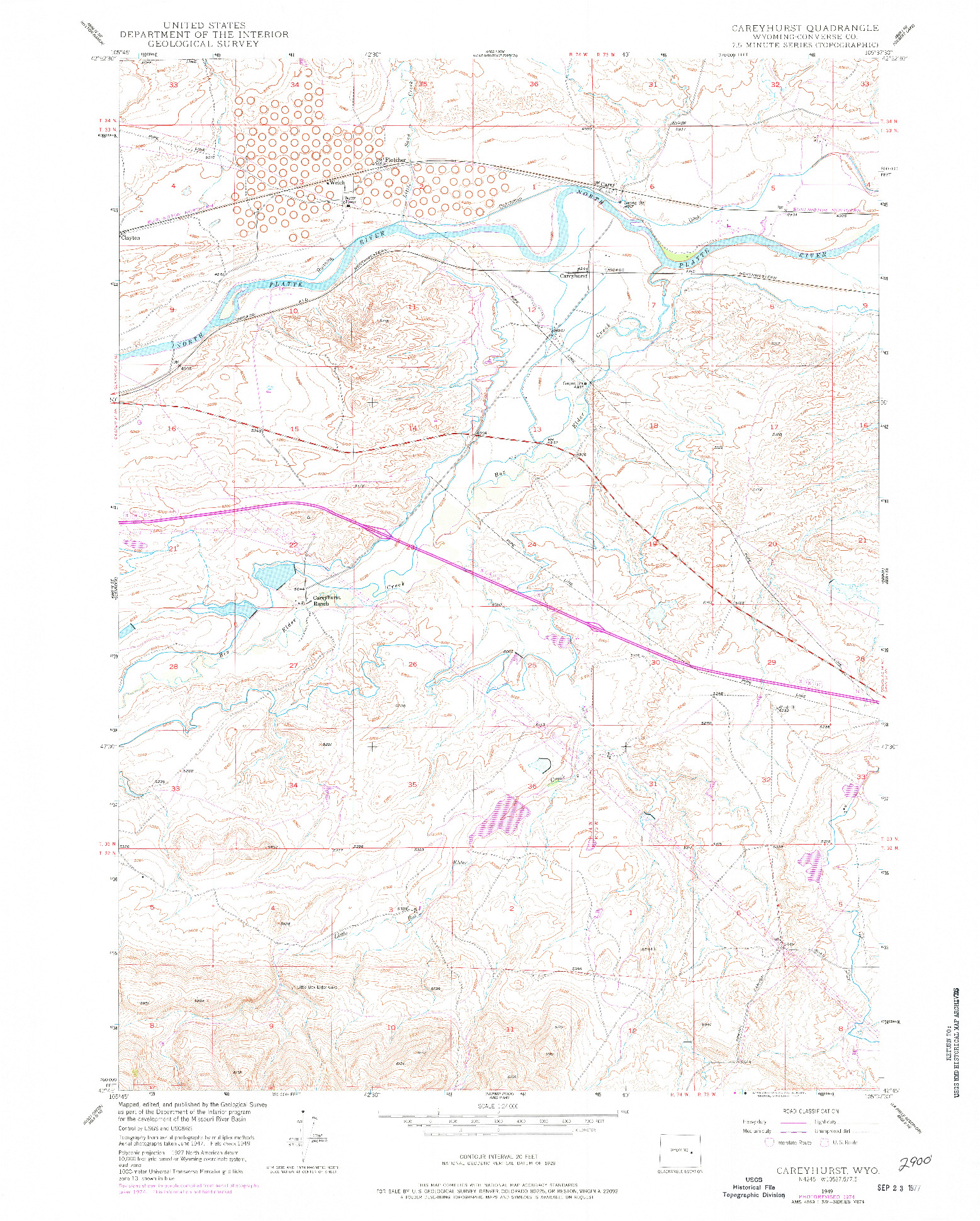 USGS 1:24000-SCALE QUADRANGLE FOR CAREYHURST, WY 1949
