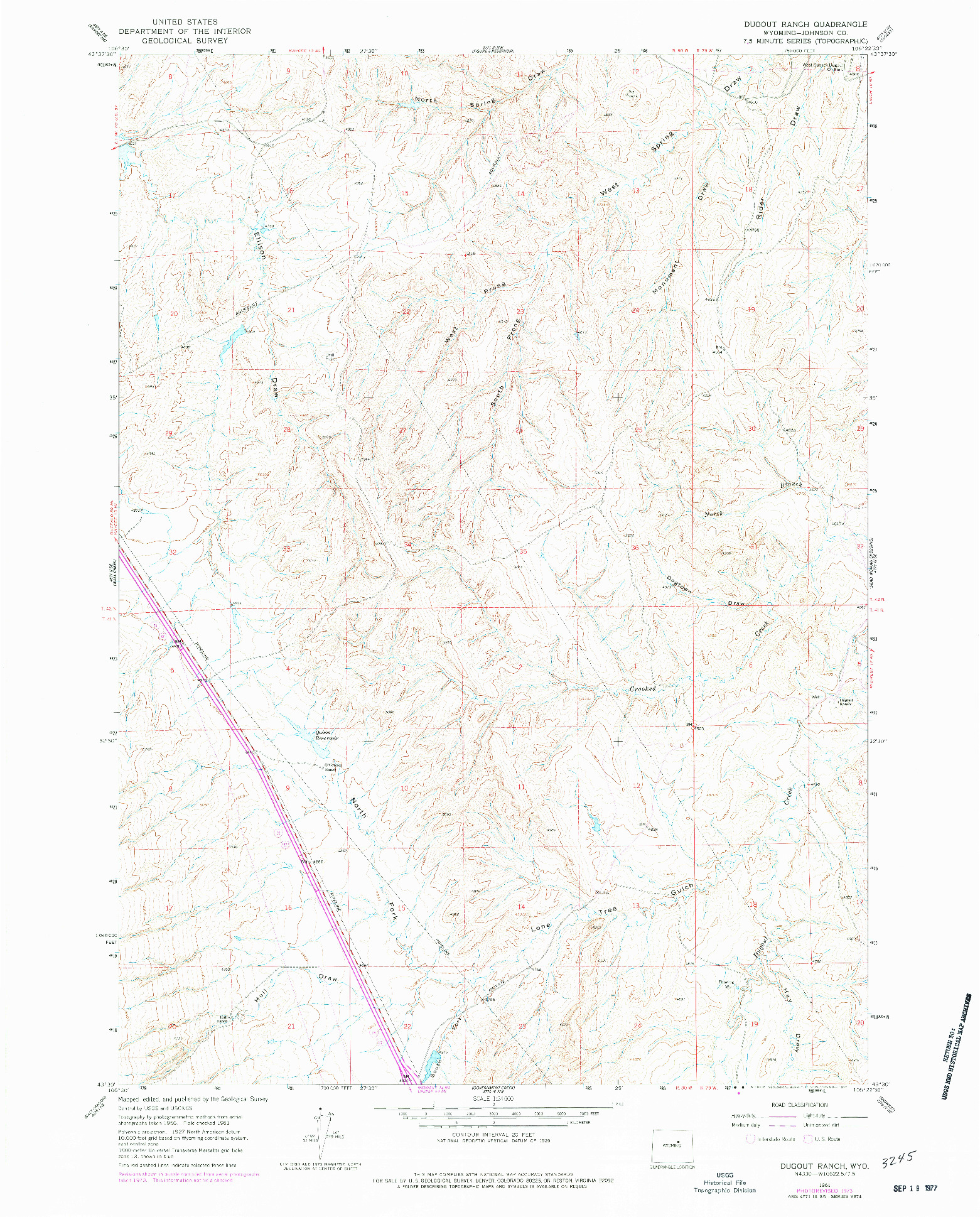 USGS 1:24000-SCALE QUADRANGLE FOR DUGOUT RANCH, WY 1961