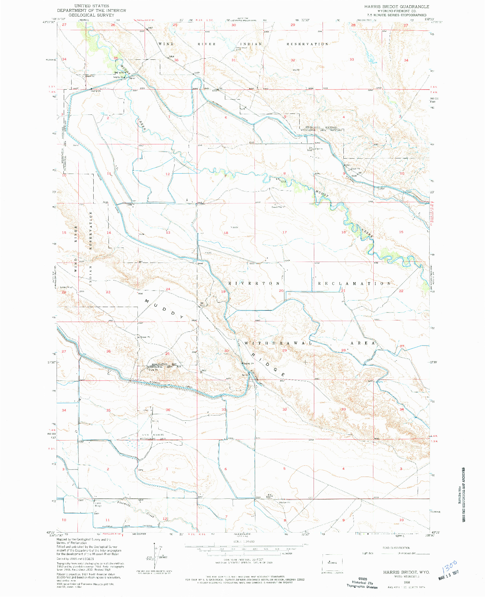 USGS 1:24000-SCALE QUADRANGLE FOR HARRIS BRIDGE, WY 1958