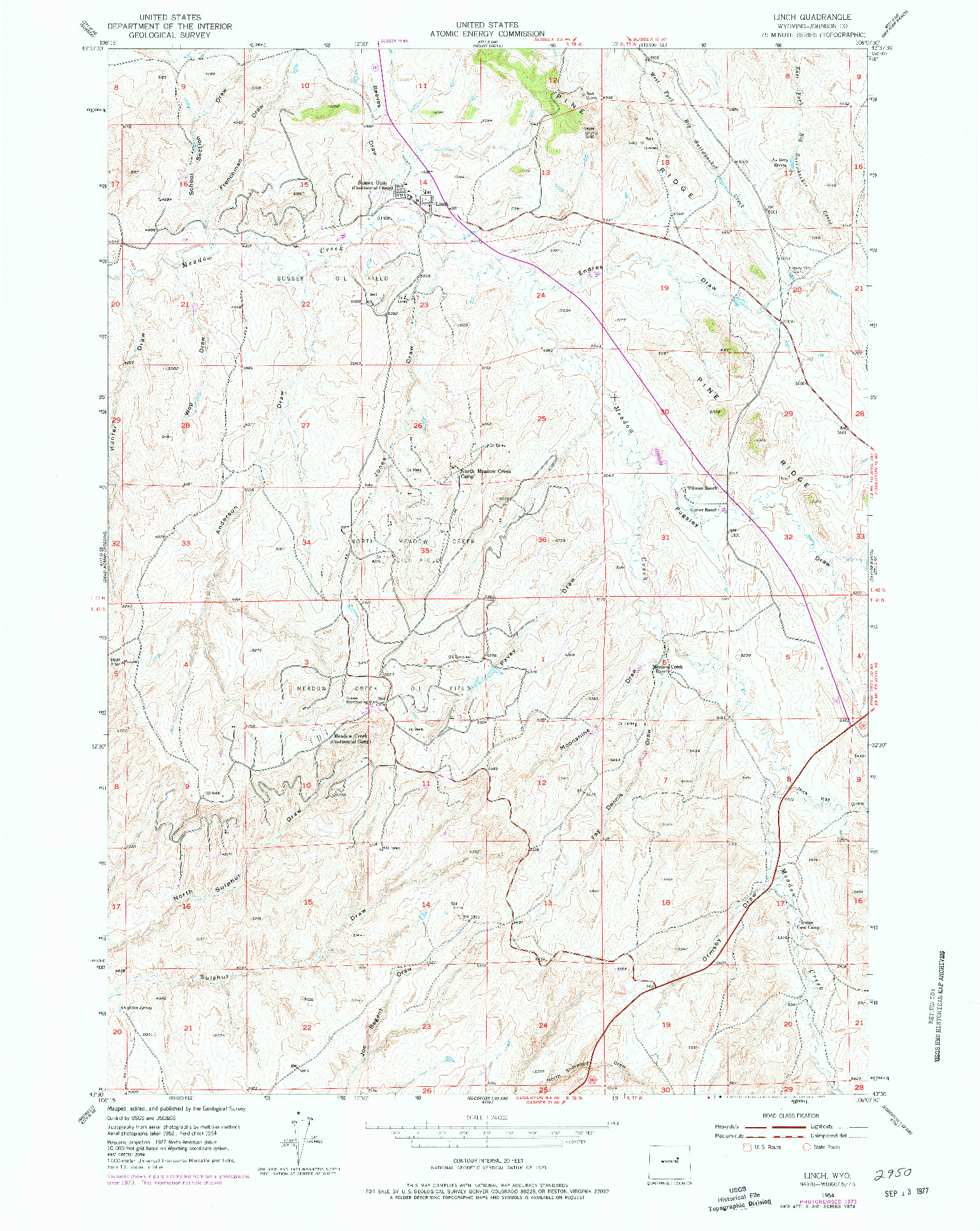 USGS 1:24000-SCALE QUADRANGLE FOR LINCH, WY 1954