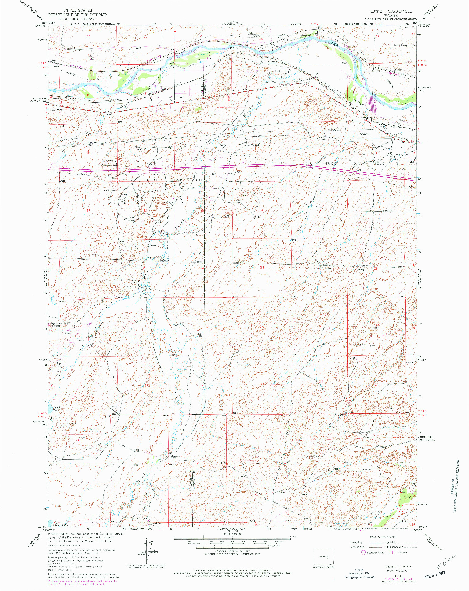 USGS 1:24000-SCALE QUADRANGLE FOR LOCKETT, WY 1961