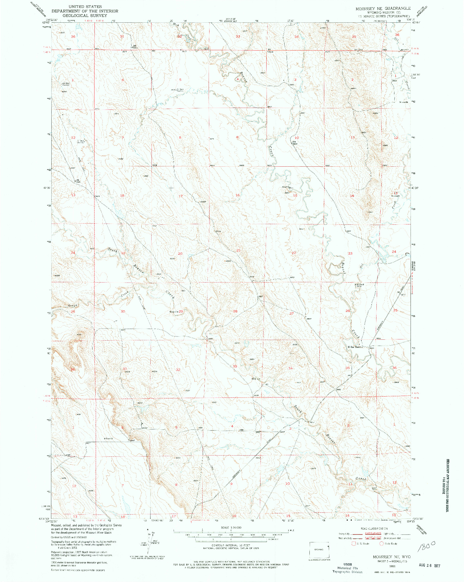 USGS 1:24000-SCALE QUADRANGLE FOR MORRISEY NE, WY 1951