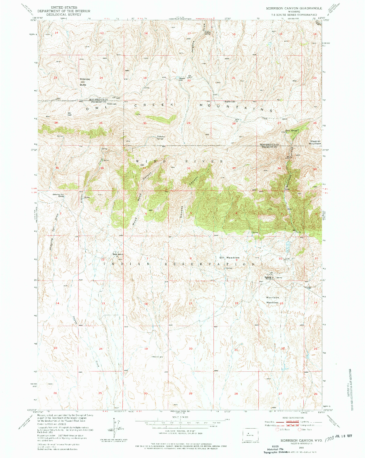 USGS 1:24000-SCALE QUADRANGLE FOR MORRISON CANYON, WY 1951