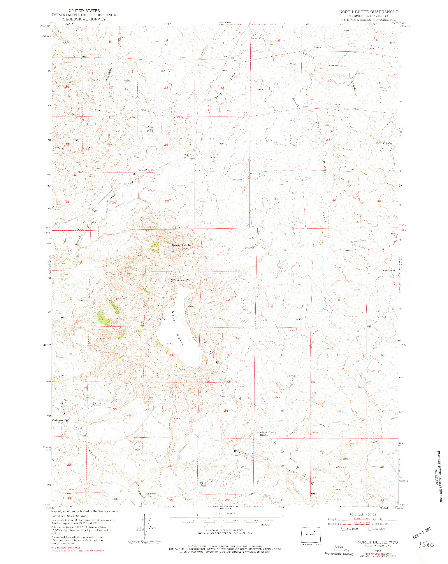 USGS 1:24000-SCALE QUADRANGLE FOR NORTH BUTTE, WY 1953