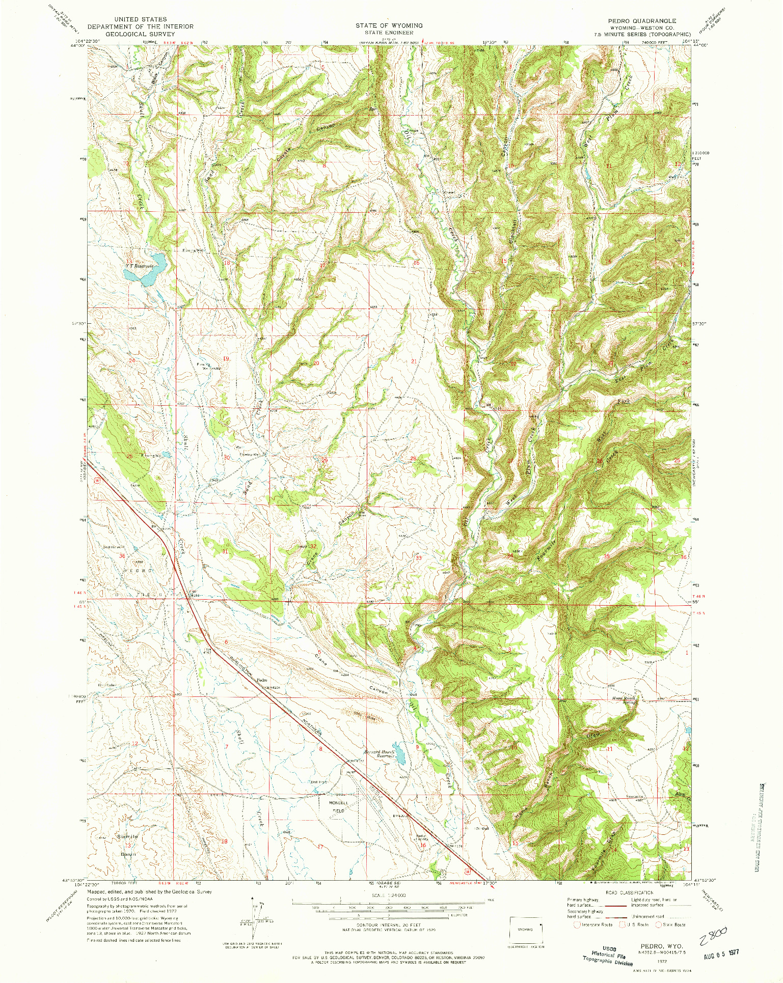 USGS 1:24000-SCALE QUADRANGLE FOR PEDRO, WY 1972