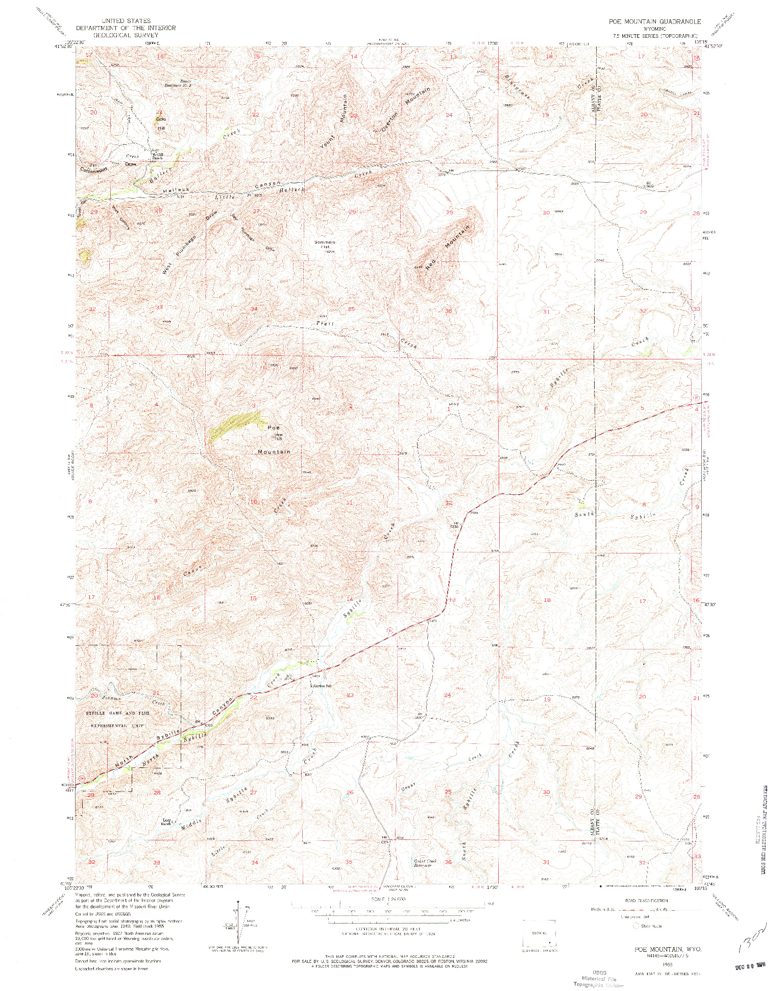 USGS 1:24000-SCALE QUADRANGLE FOR POE MOUNTAIN, WY 1955