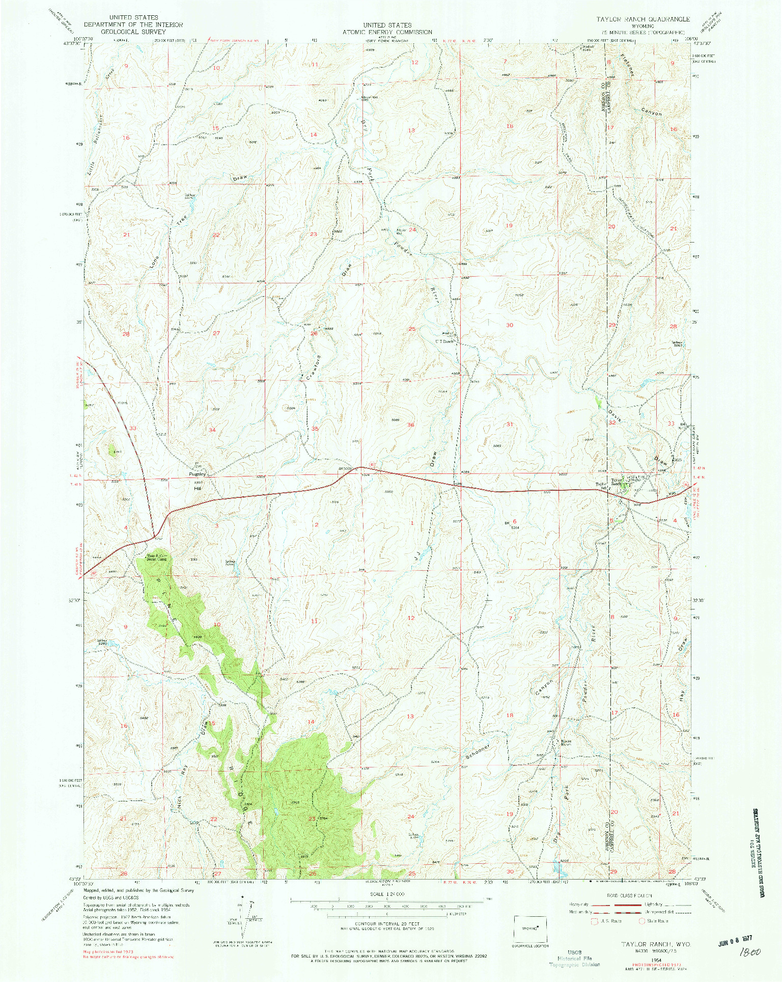 USGS 1:24000-SCALE QUADRANGLE FOR TAYLOR RANCH, WY 1954