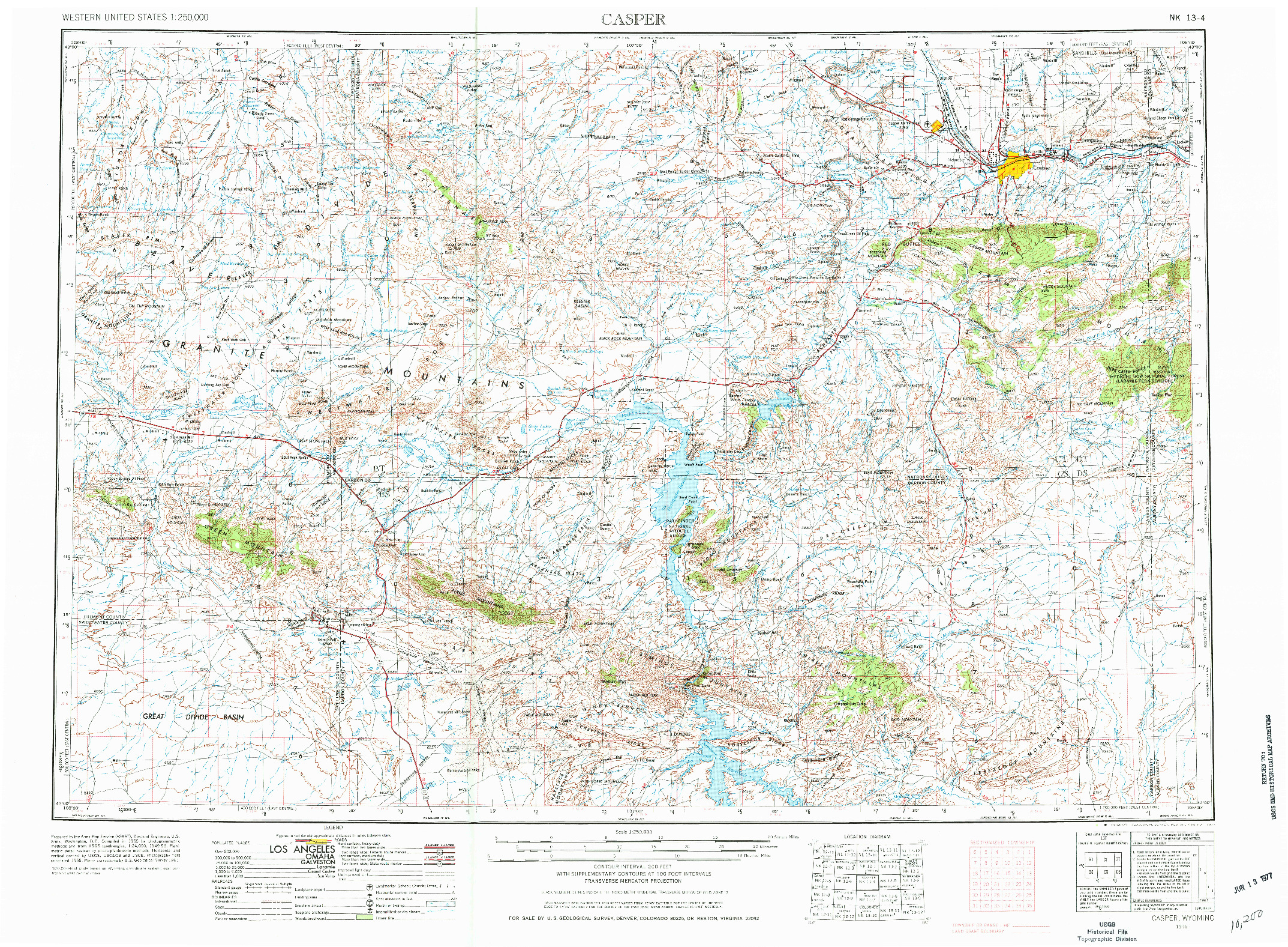 USGS 1:250000-SCALE QUADRANGLE FOR CASPER, WY 1955