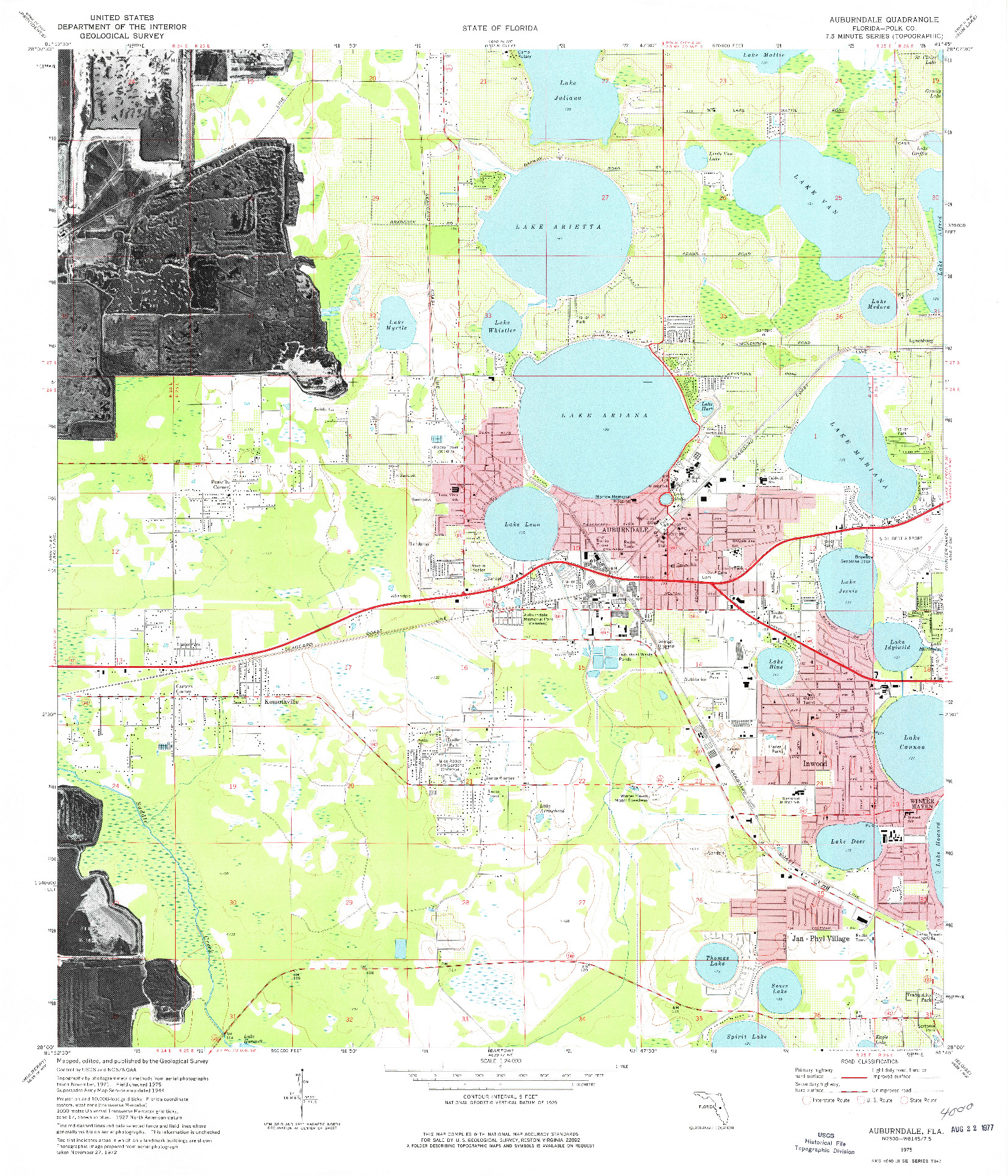 USGS 1:24000-SCALE QUADRANGLE FOR AUBURNDALE, FL 1975