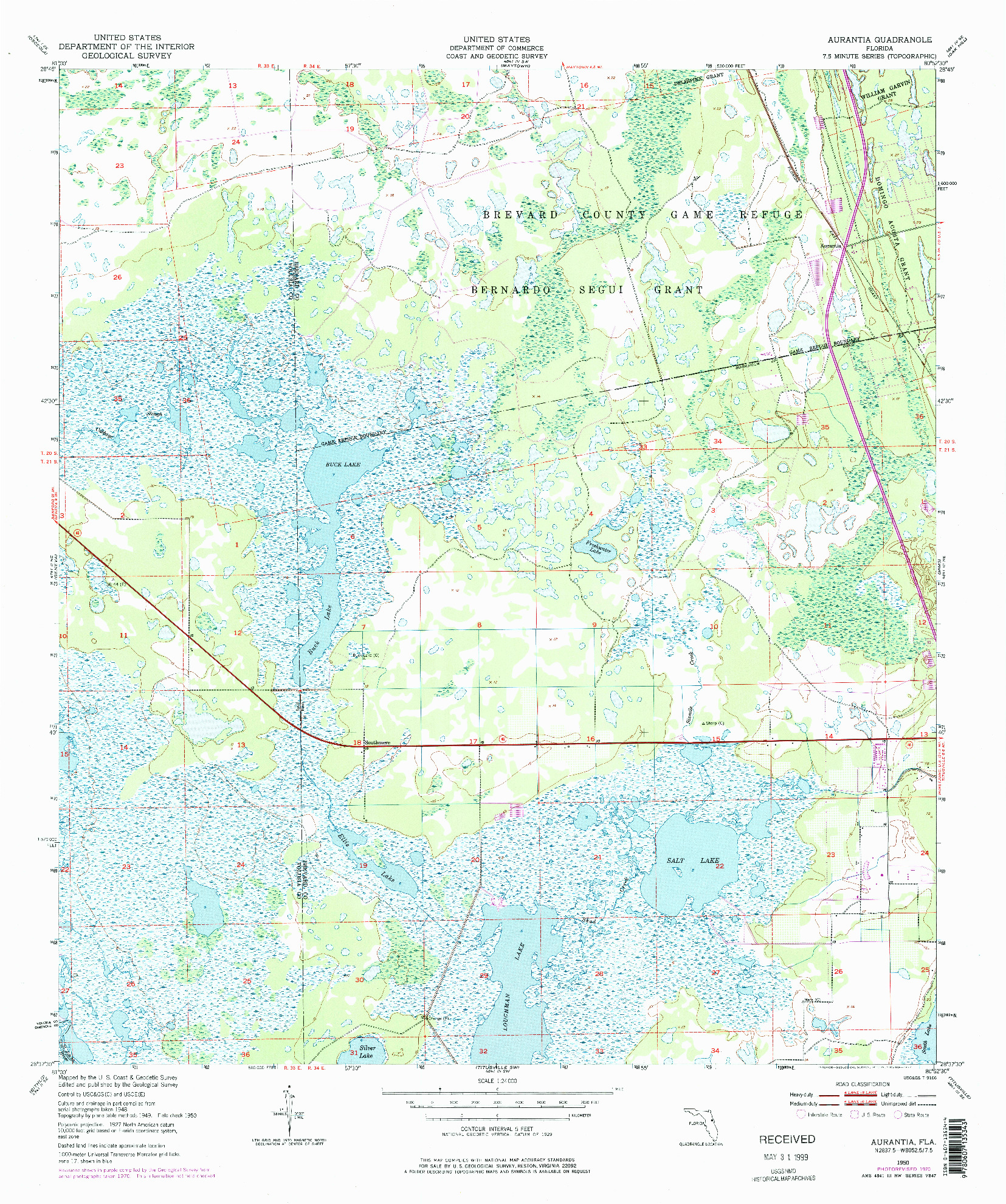 USGS 1:24000-SCALE QUADRANGLE FOR AURANTIA, FL 1950