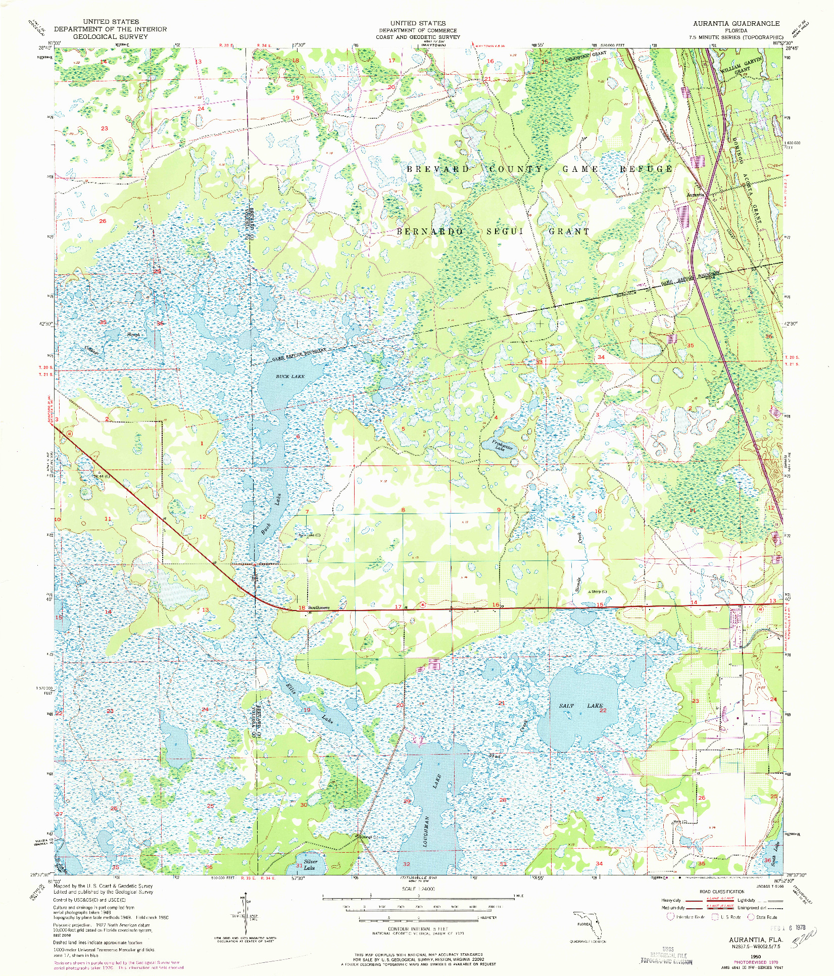 USGS 1:24000-SCALE QUADRANGLE FOR AURANTIA, FL 1950