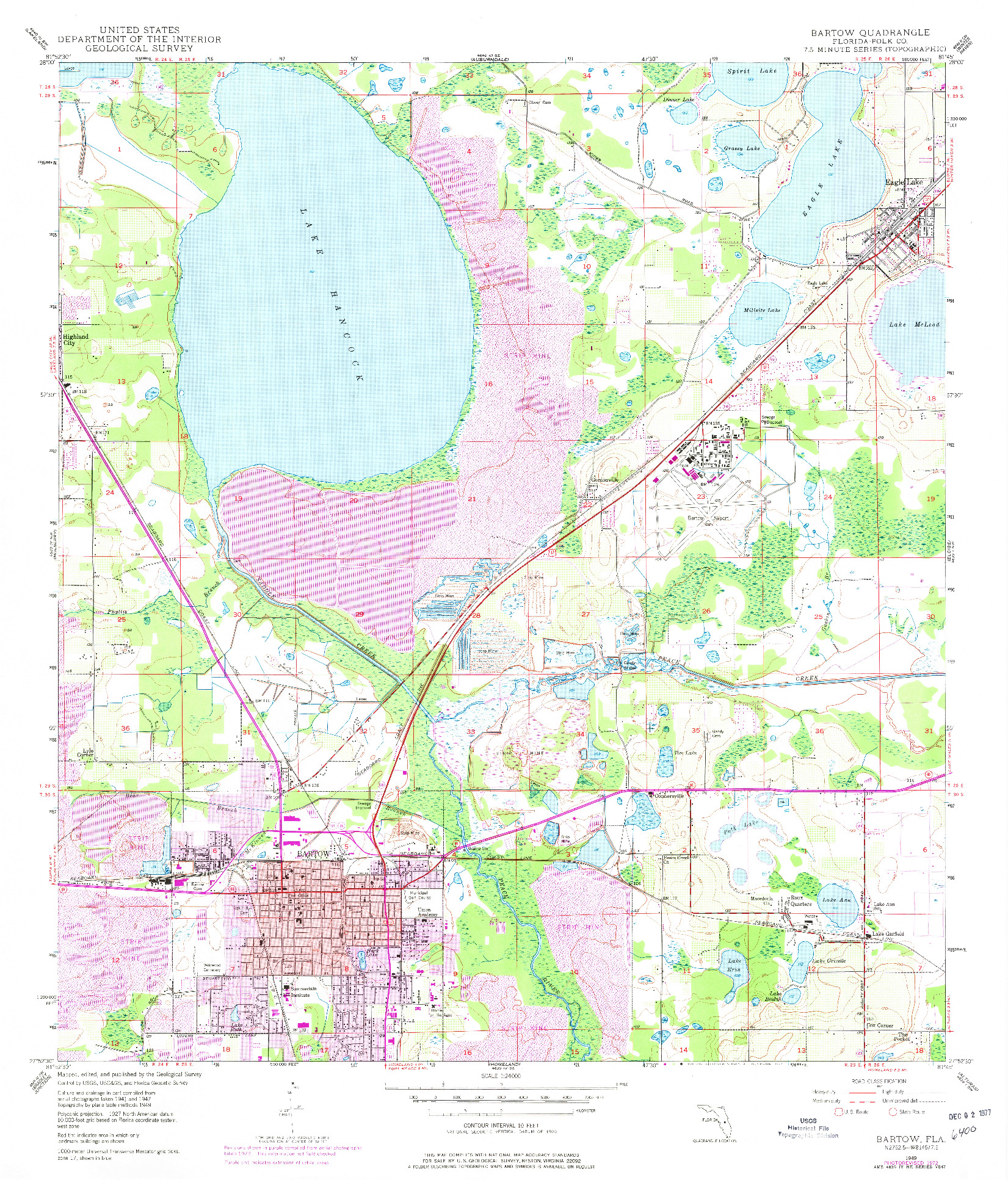 USGS 1:24000-SCALE QUADRANGLE FOR BARTOW, FL 1949