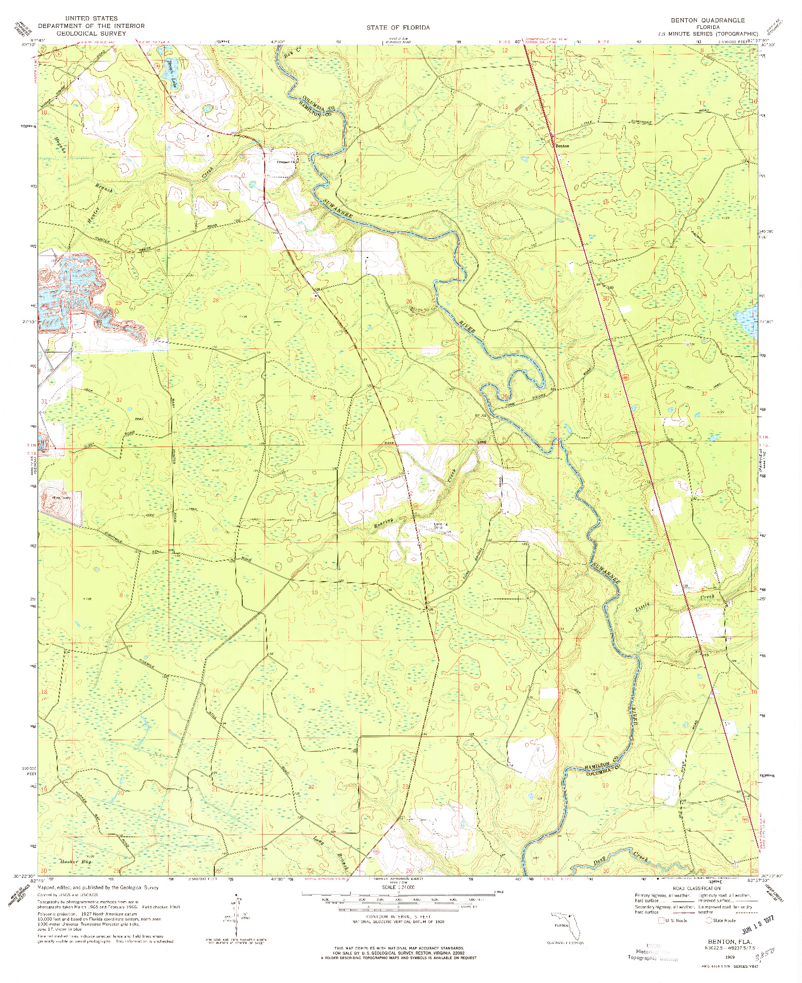 USGS 1:24000-SCALE QUADRANGLE FOR BENTON, FL 1969