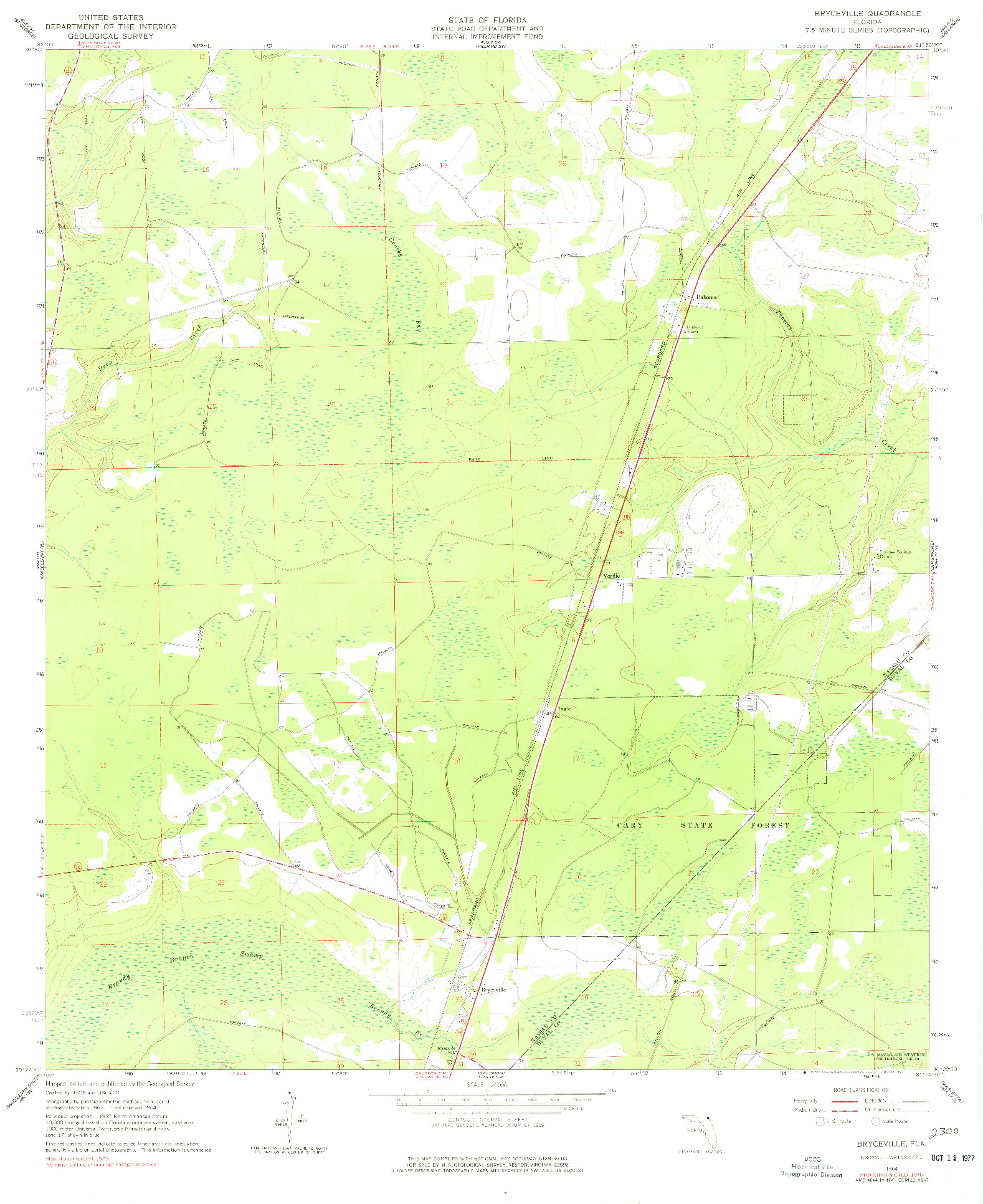 USGS 1:24000-SCALE QUADRANGLE FOR BRYCEVILLE, FL 1964