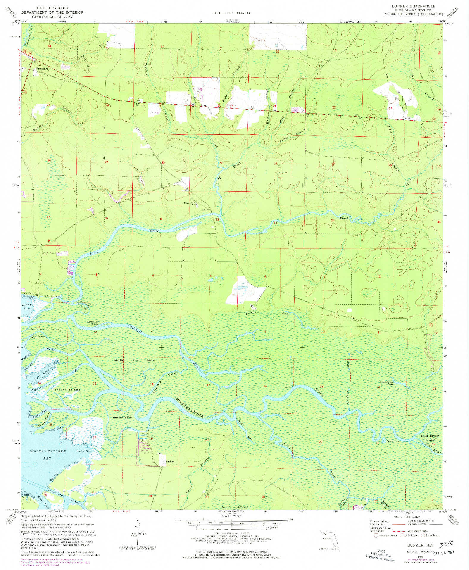 USGS 1:24000-SCALE QUADRANGLE FOR BUNKER, FL 1970