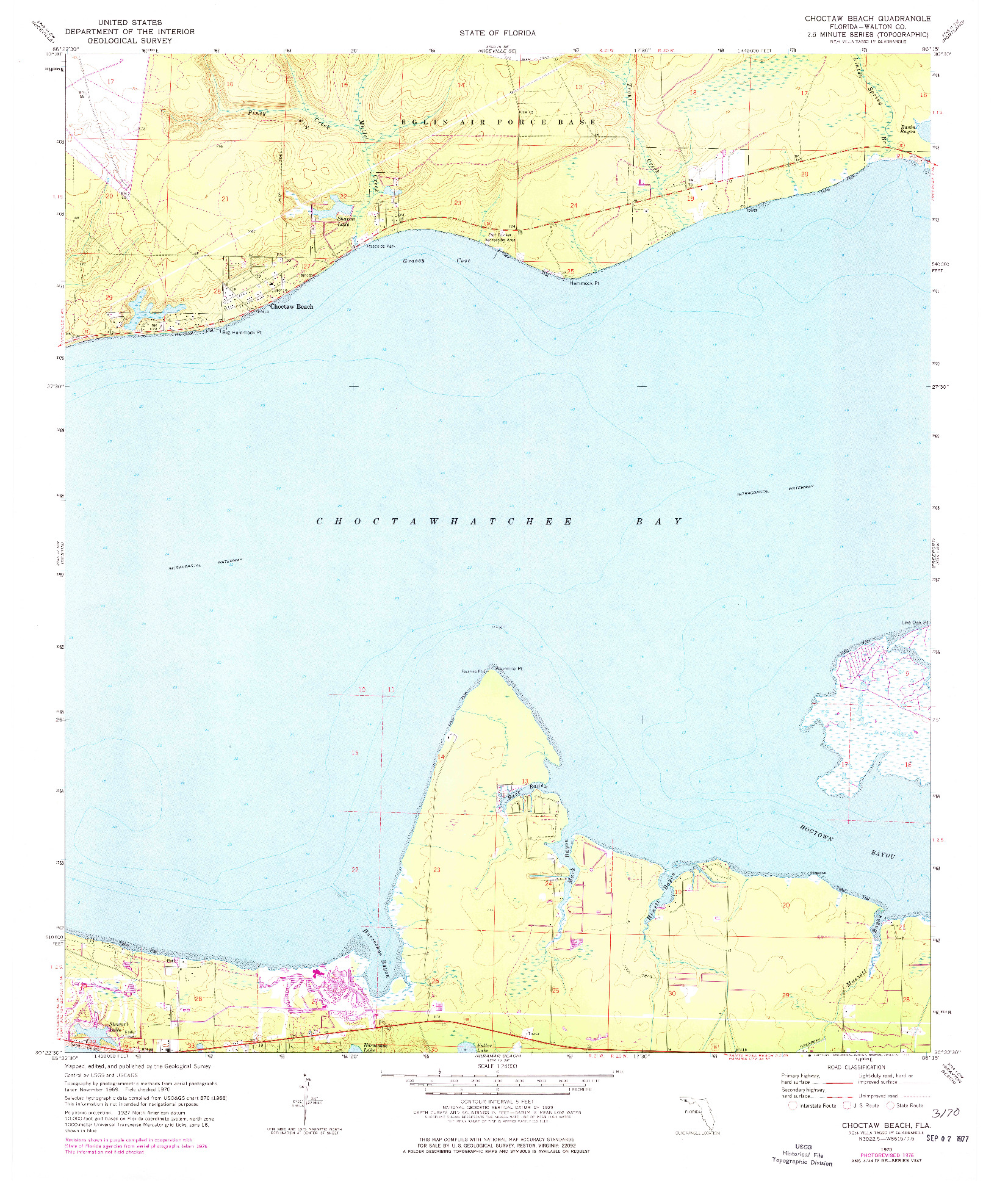 USGS 1:24000-SCALE QUADRANGLE FOR CHOCTAW BEACH, FL 1970