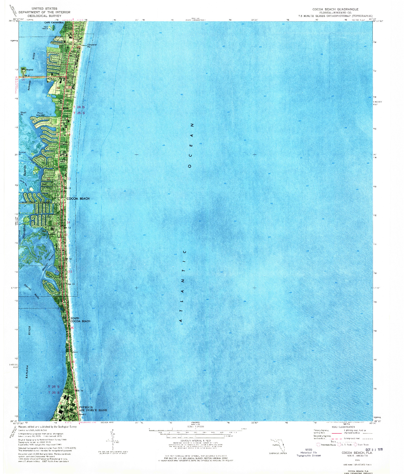 USGS 1:24000-SCALE QUADRANGLE FOR COCOA BEACH, FL 1976