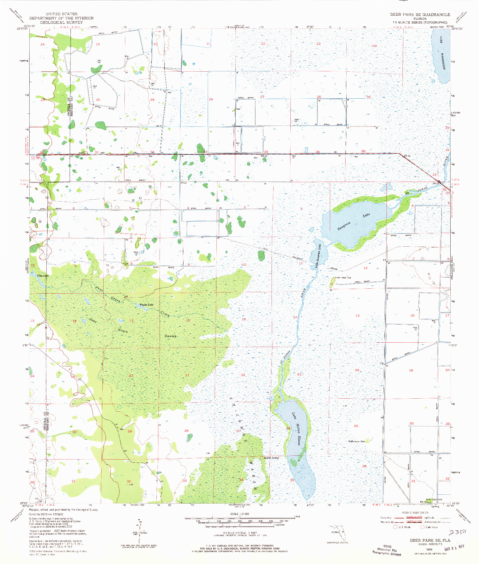 USGS 1:24000-SCALE QUADRANGLE FOR DEER PARK SE, FL 1953