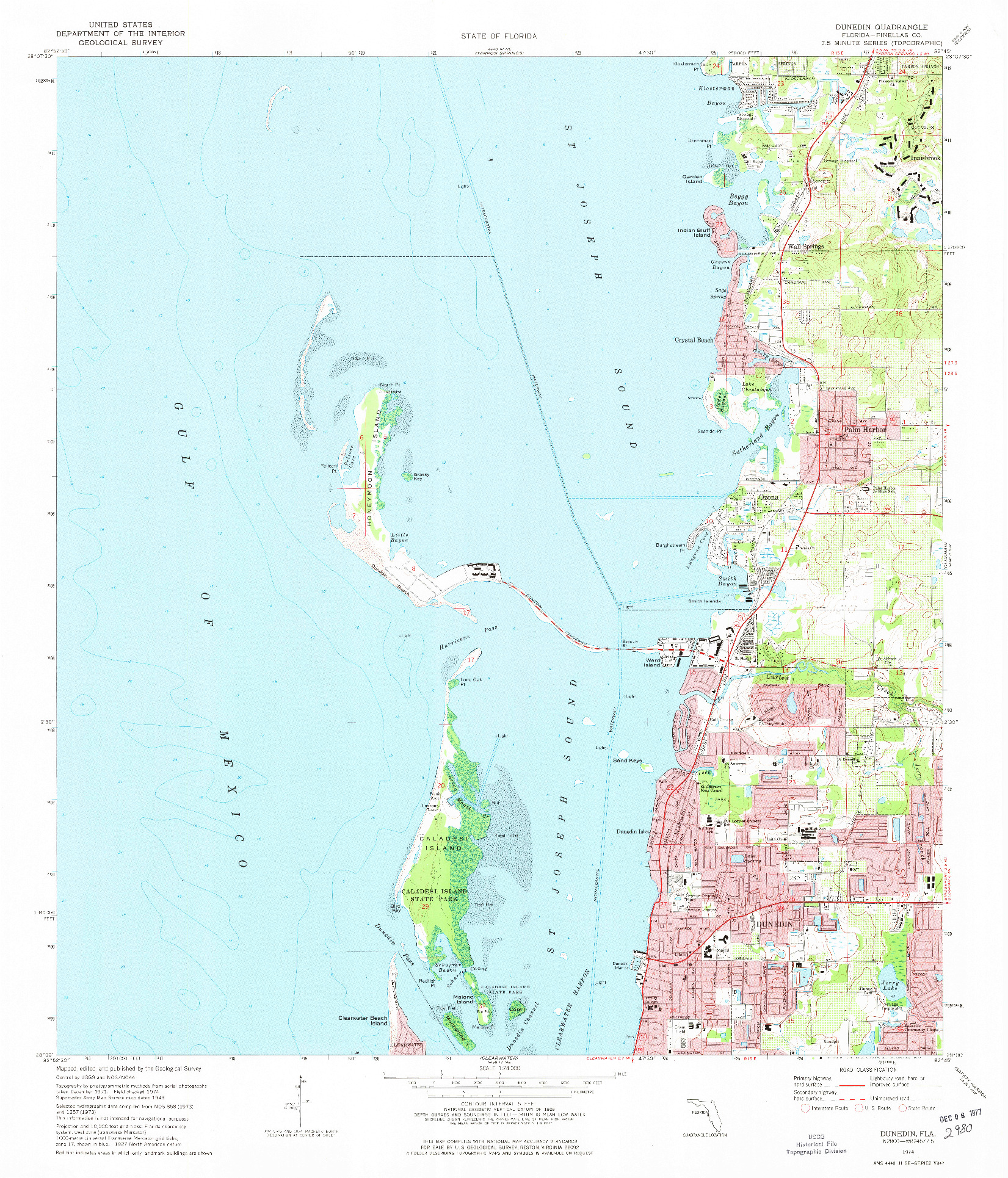 USGS 1:24000-SCALE QUADRANGLE FOR DUNEDIN, FL 1974