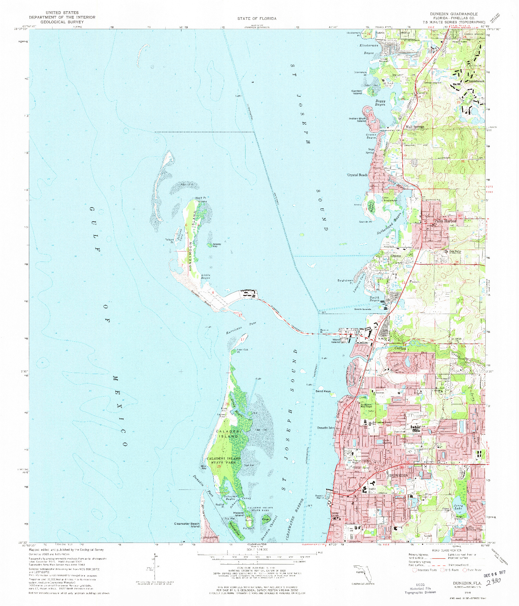 USGS 1:24000-SCALE QUADRANGLE FOR DUNEDIN, FL 1974