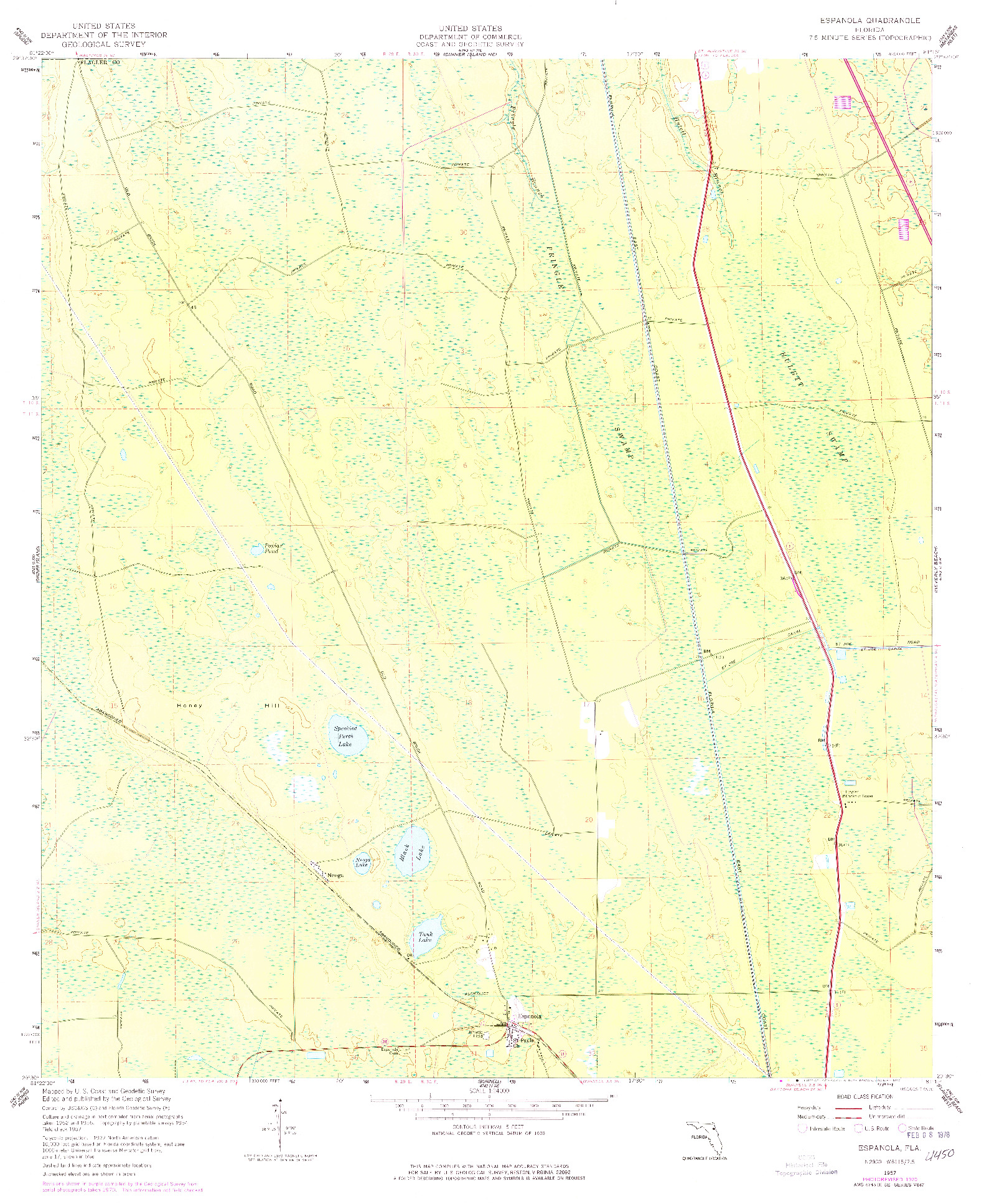 USGS 1:24000-SCALE QUADRANGLE FOR ESPANOLA, FL 1957