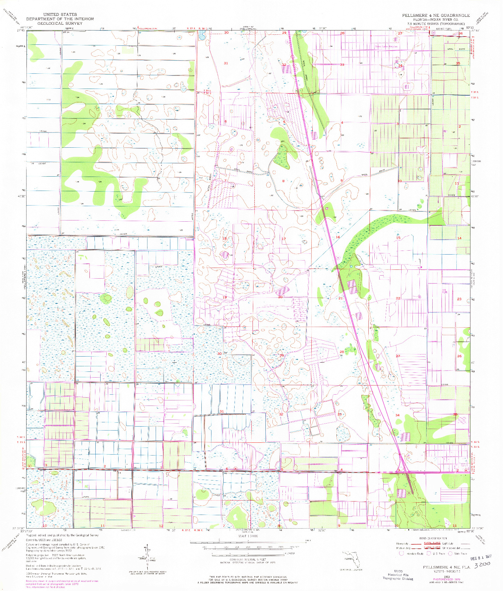 USGS 1:24000-SCALE QUADRANGLE FOR FELLSMERE 4 NE, FL 1953