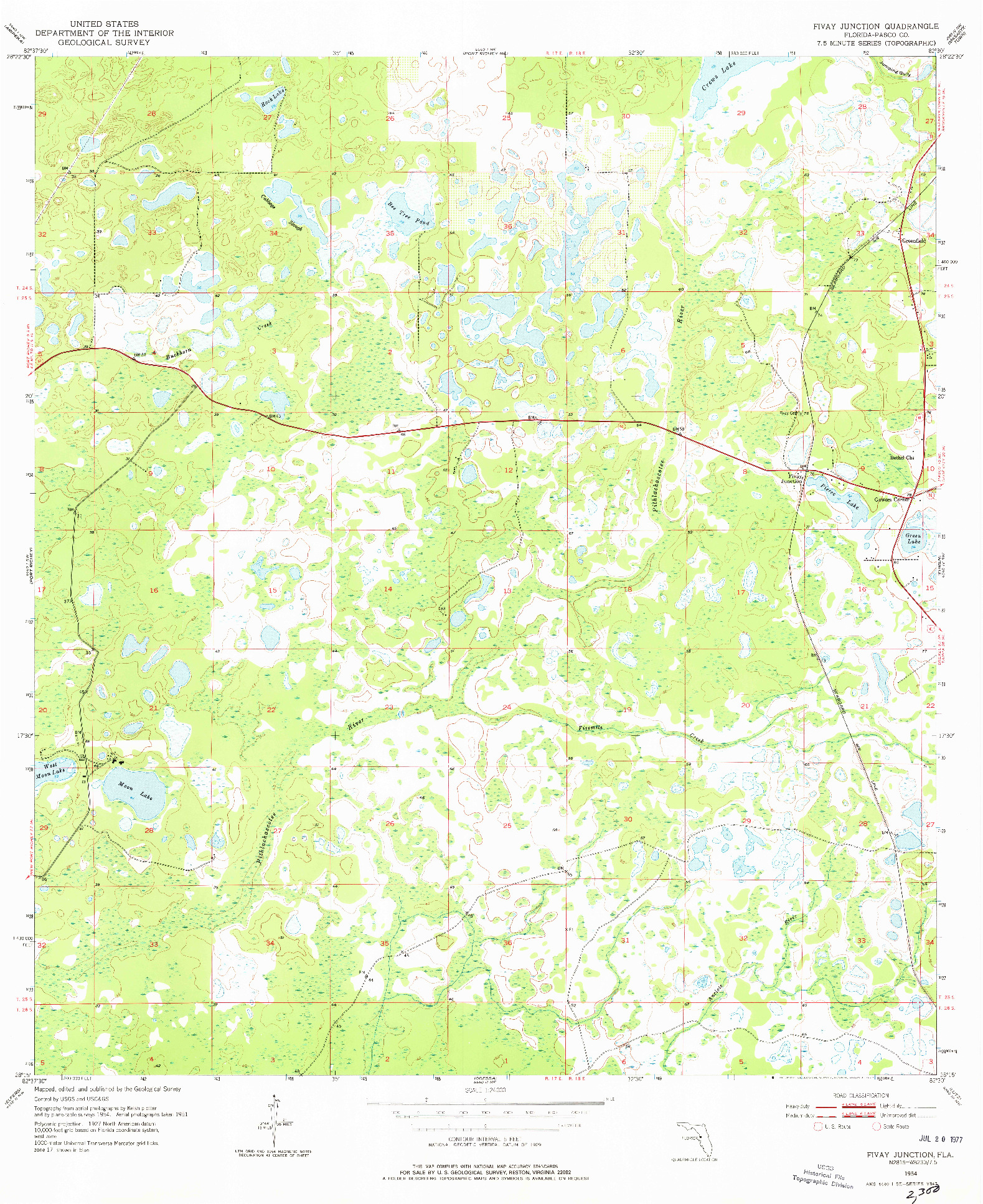 USGS 1:24000-SCALE QUADRANGLE FOR FIVAY JUNCTION, FL 1954