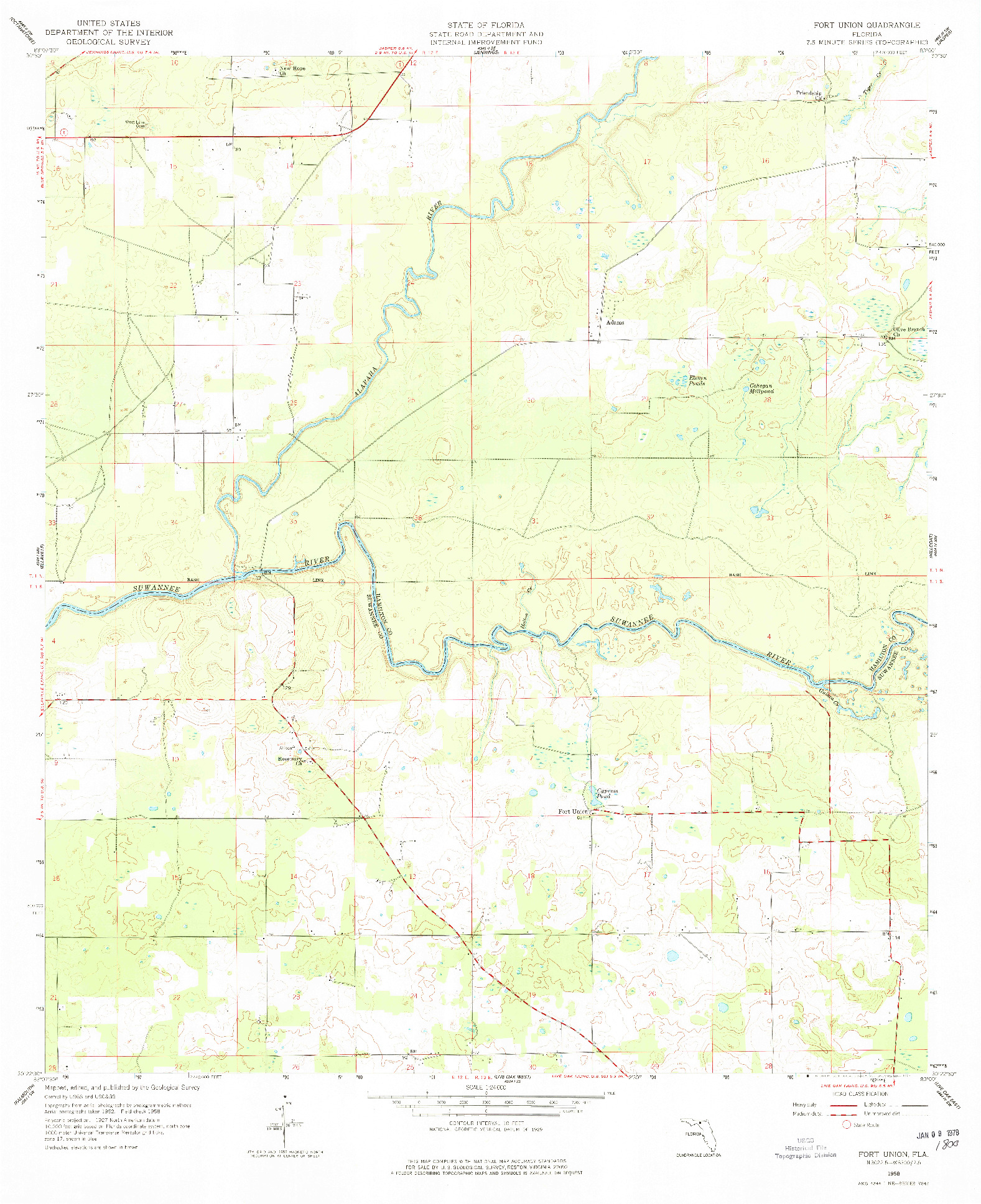 USGS 1:24000-SCALE QUADRANGLE FOR FORT UNION, FL 1958