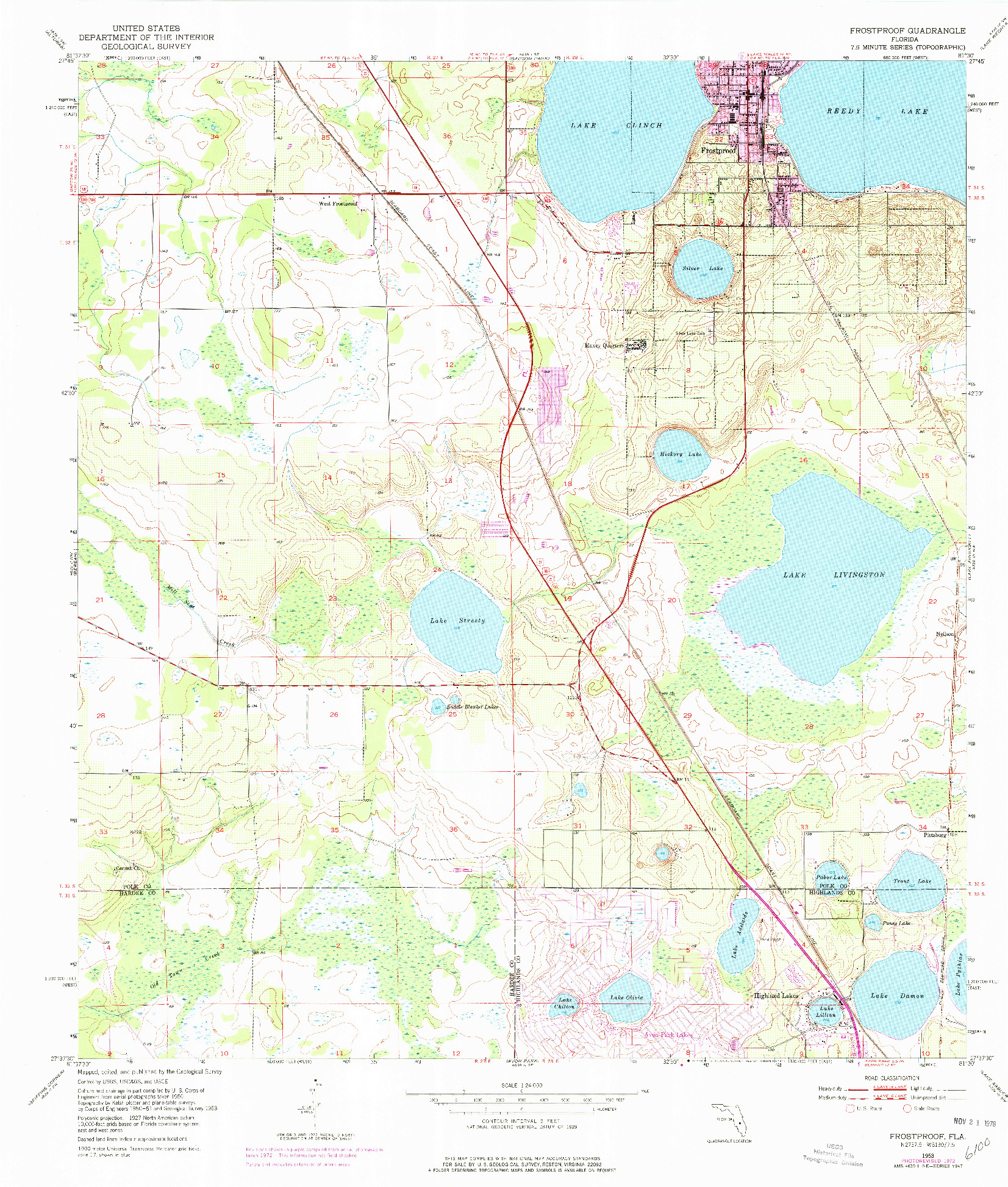 USGS 1:24000-SCALE QUADRANGLE FOR FROSTPROOF, FL 1953