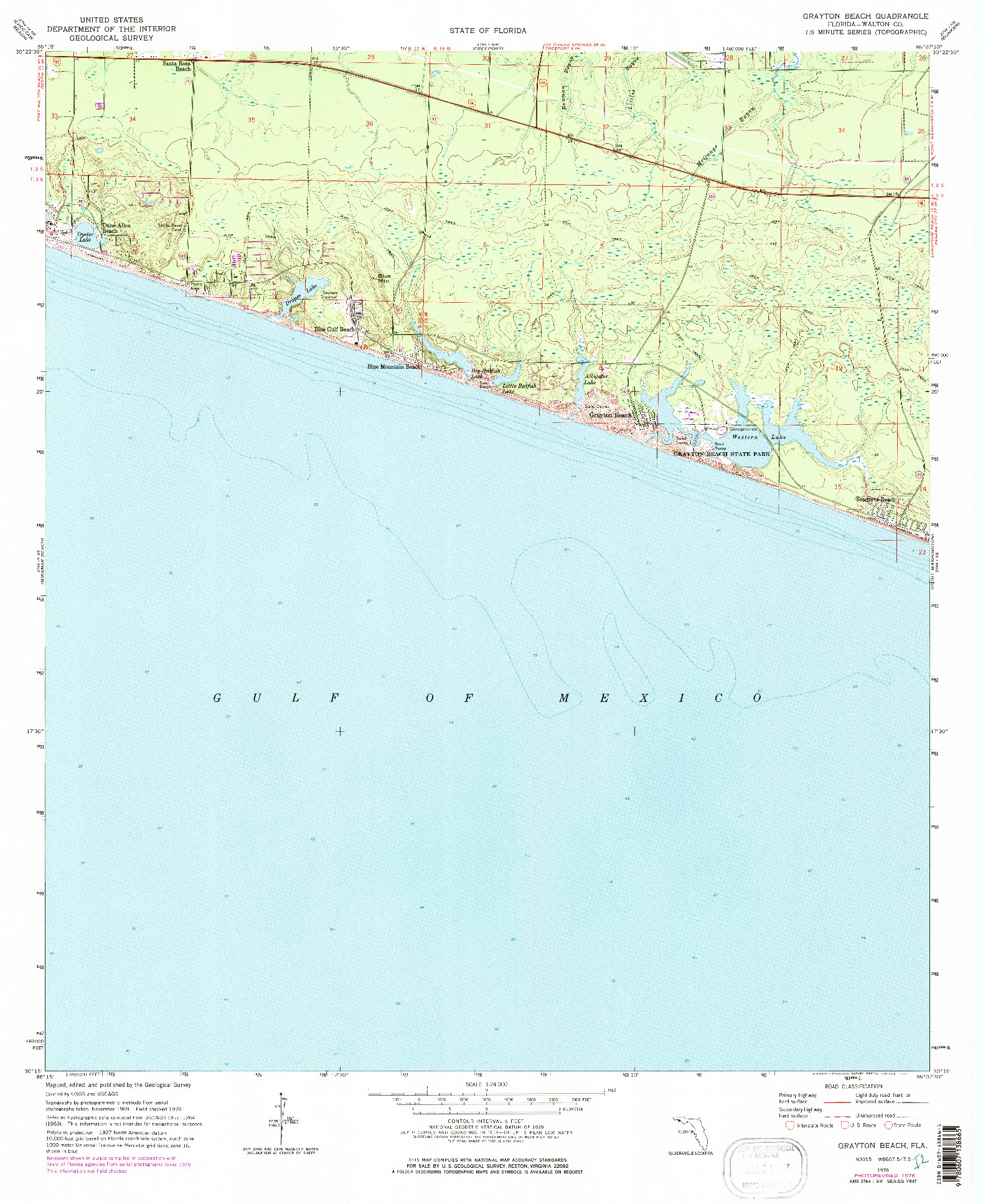 USGS 1:24000-SCALE QUADRANGLE FOR GRAYTON BEACH, FL 1970