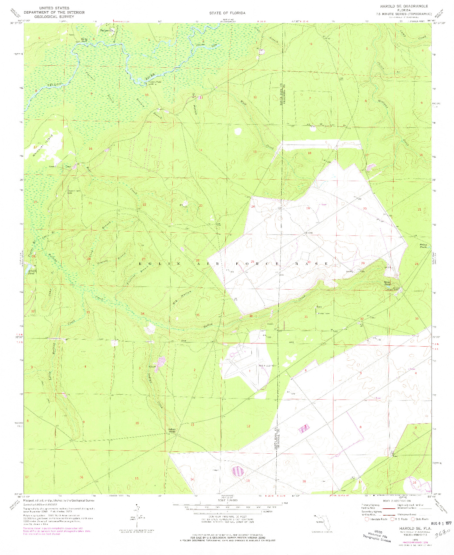 USGS 1:24000-SCALE QUADRANGLE FOR HAROLD SE, FL 1970