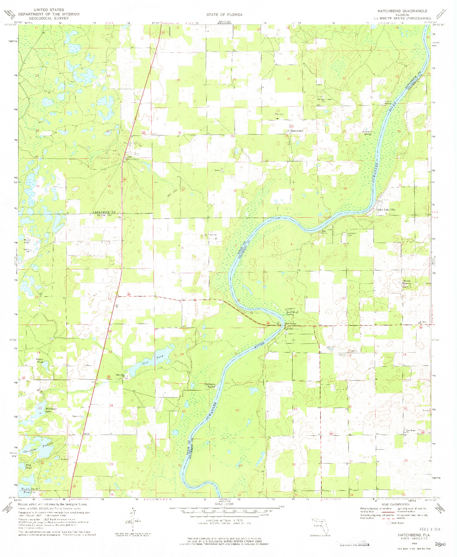 USGS 1:24000-SCALE QUADRANGLE FOR HATCHBEND, FL 1968