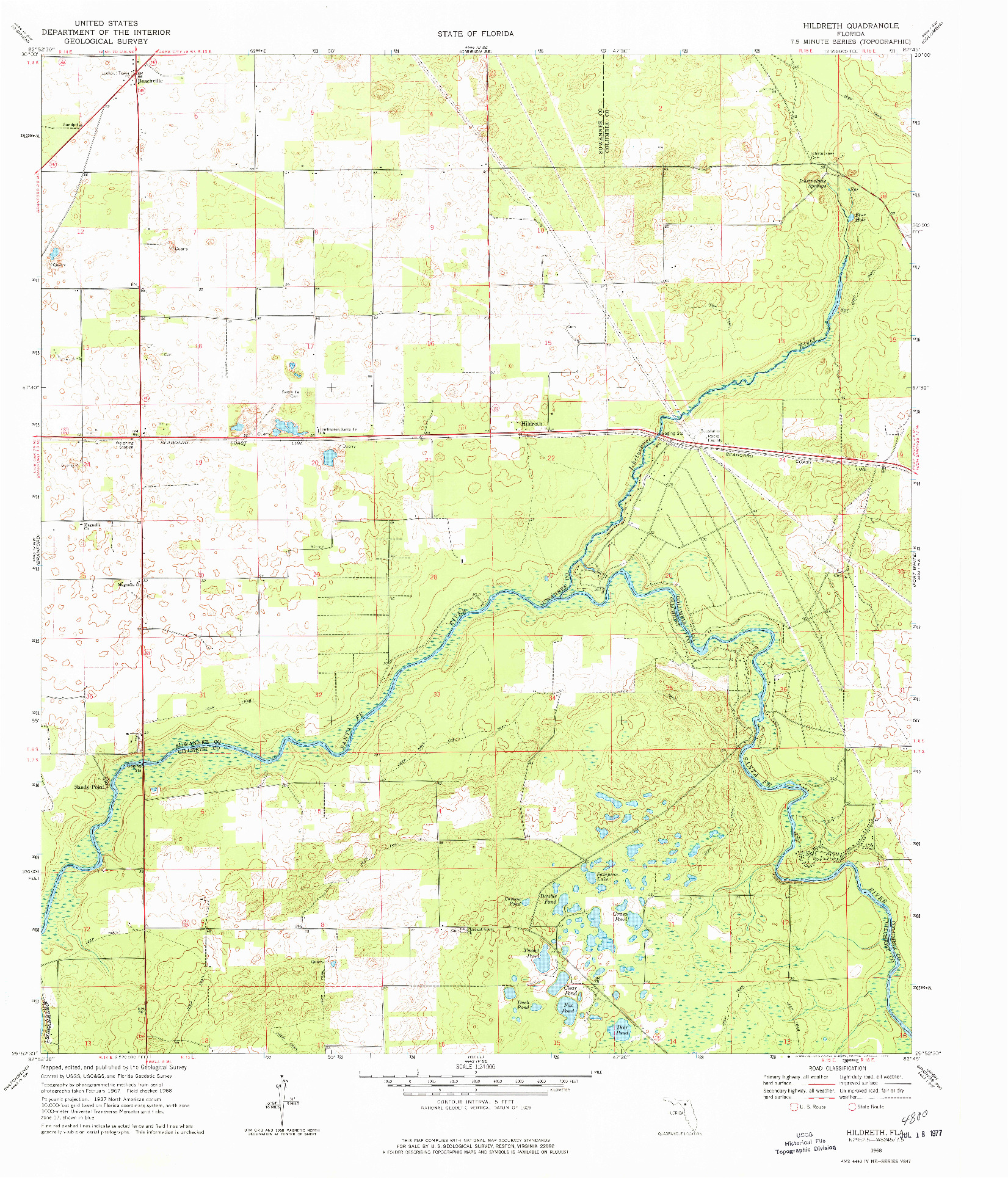 USGS 1:24000-SCALE QUADRANGLE FOR HILDRETH, FL 1968