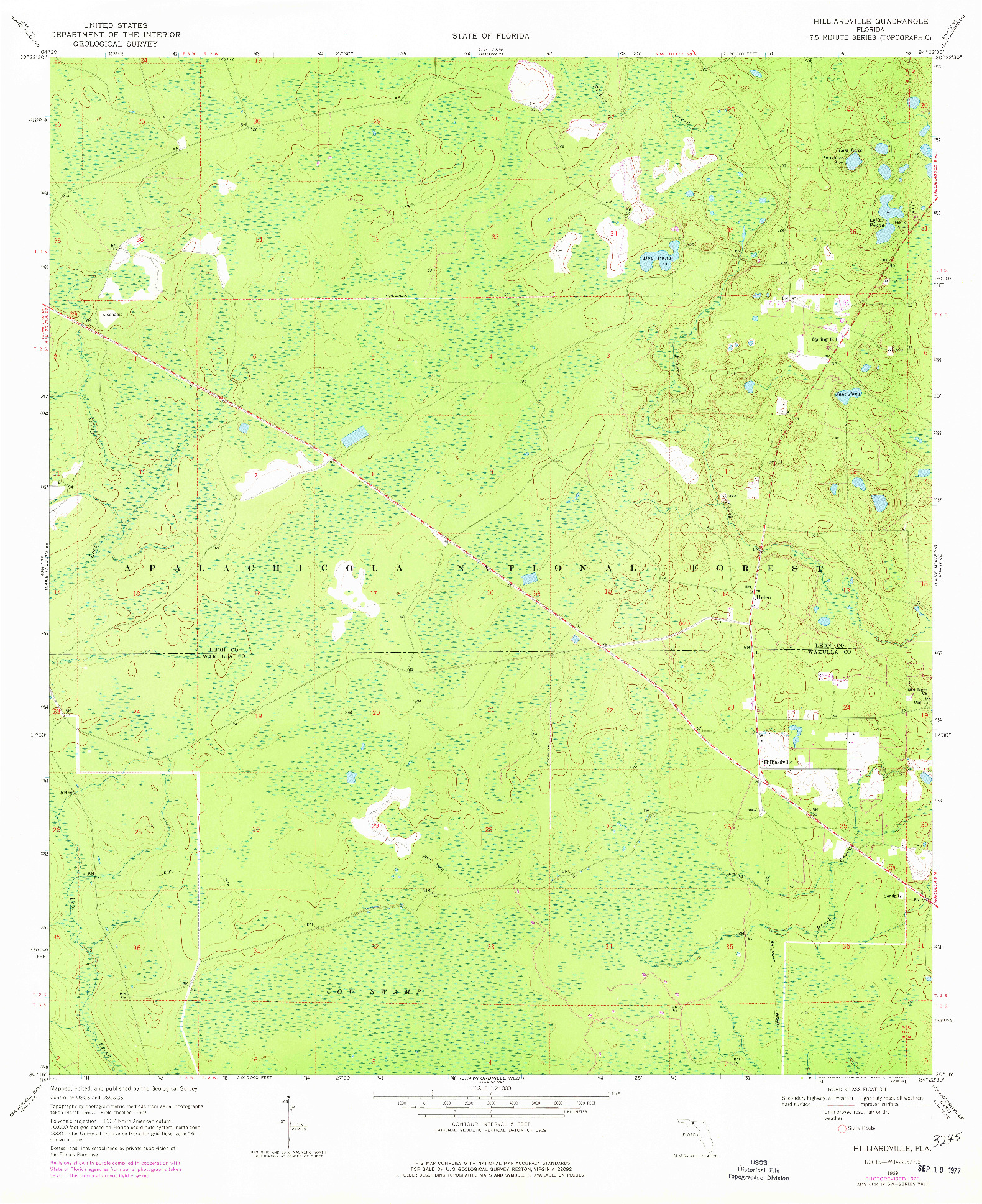 USGS 1:24000-SCALE QUADRANGLE FOR HILLIARDVILLE, FL 1969