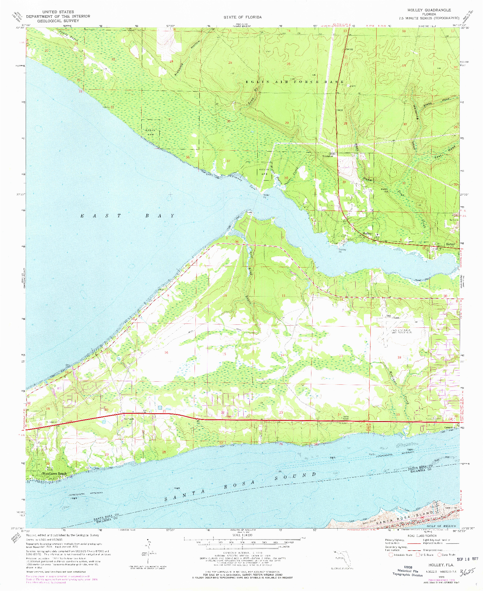 USGS 1:24000-SCALE QUADRANGLE FOR HOLLEY, FL 1970