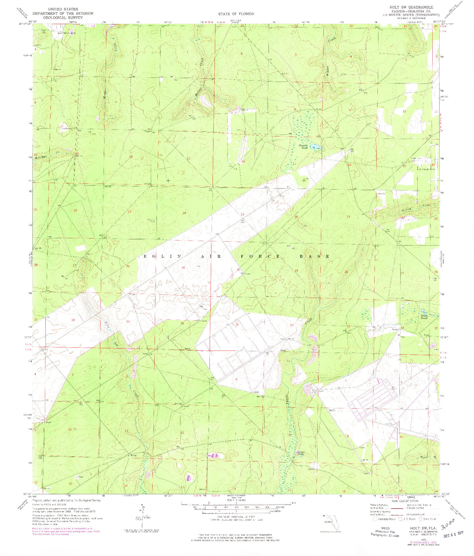 USGS 1:24000-SCALE QUADRANGLE FOR HOLT SW, FL 1970