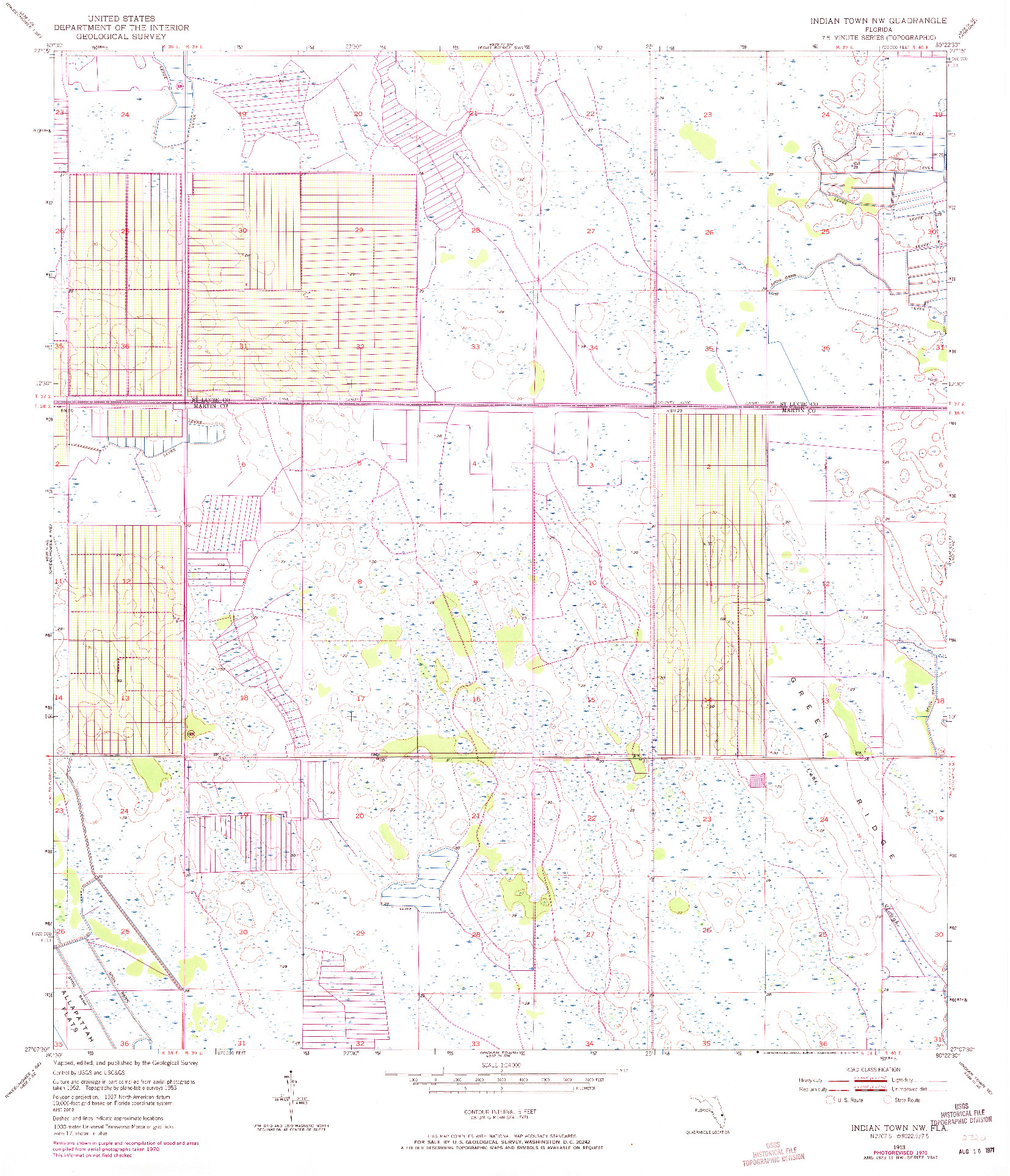 USGS 1:24000-SCALE QUADRANGLE FOR INDIAN TOWN NW, FL 1953
