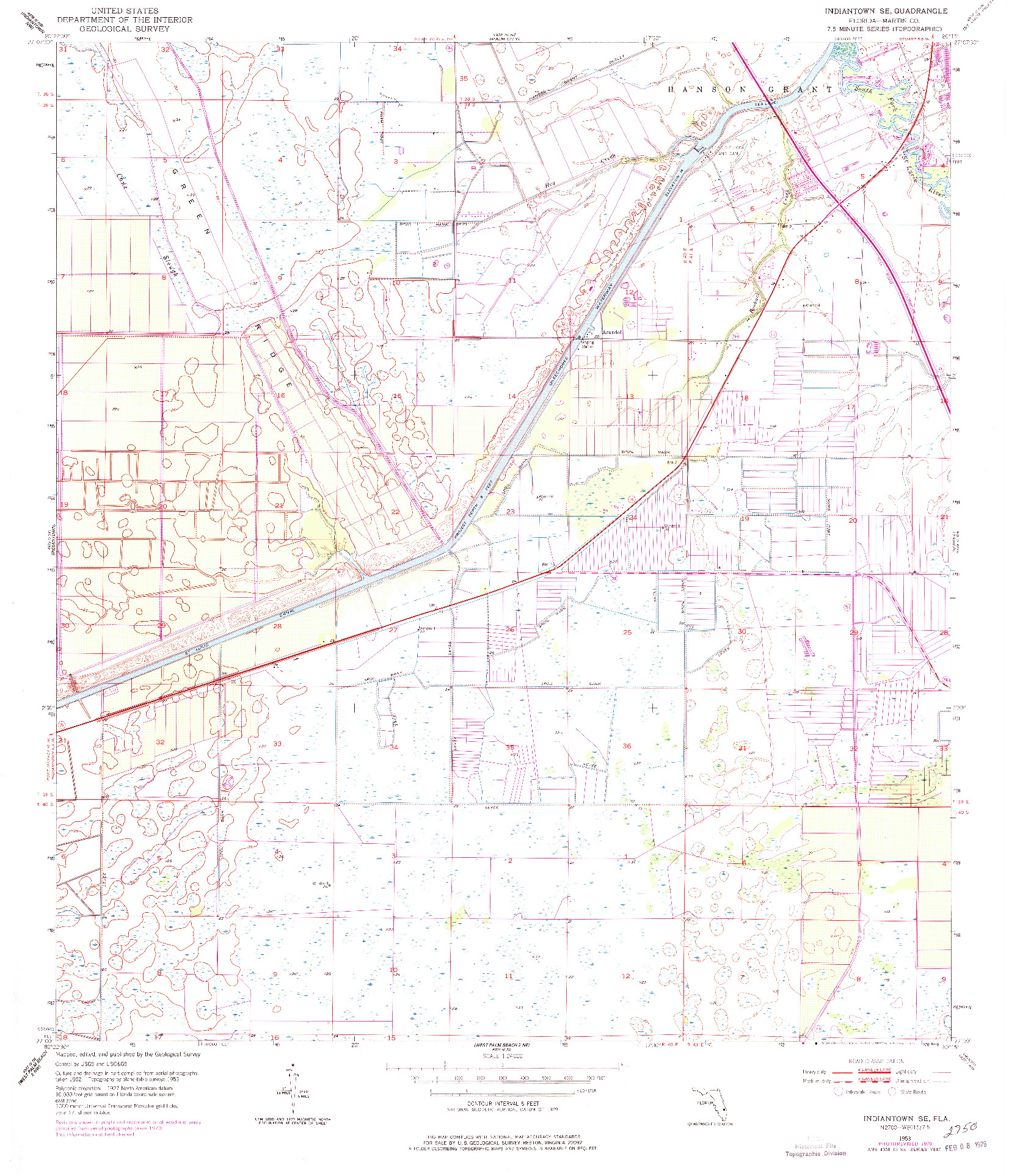 USGS 1:24000-SCALE QUADRANGLE FOR INDIANTOWN SE, FL 1953