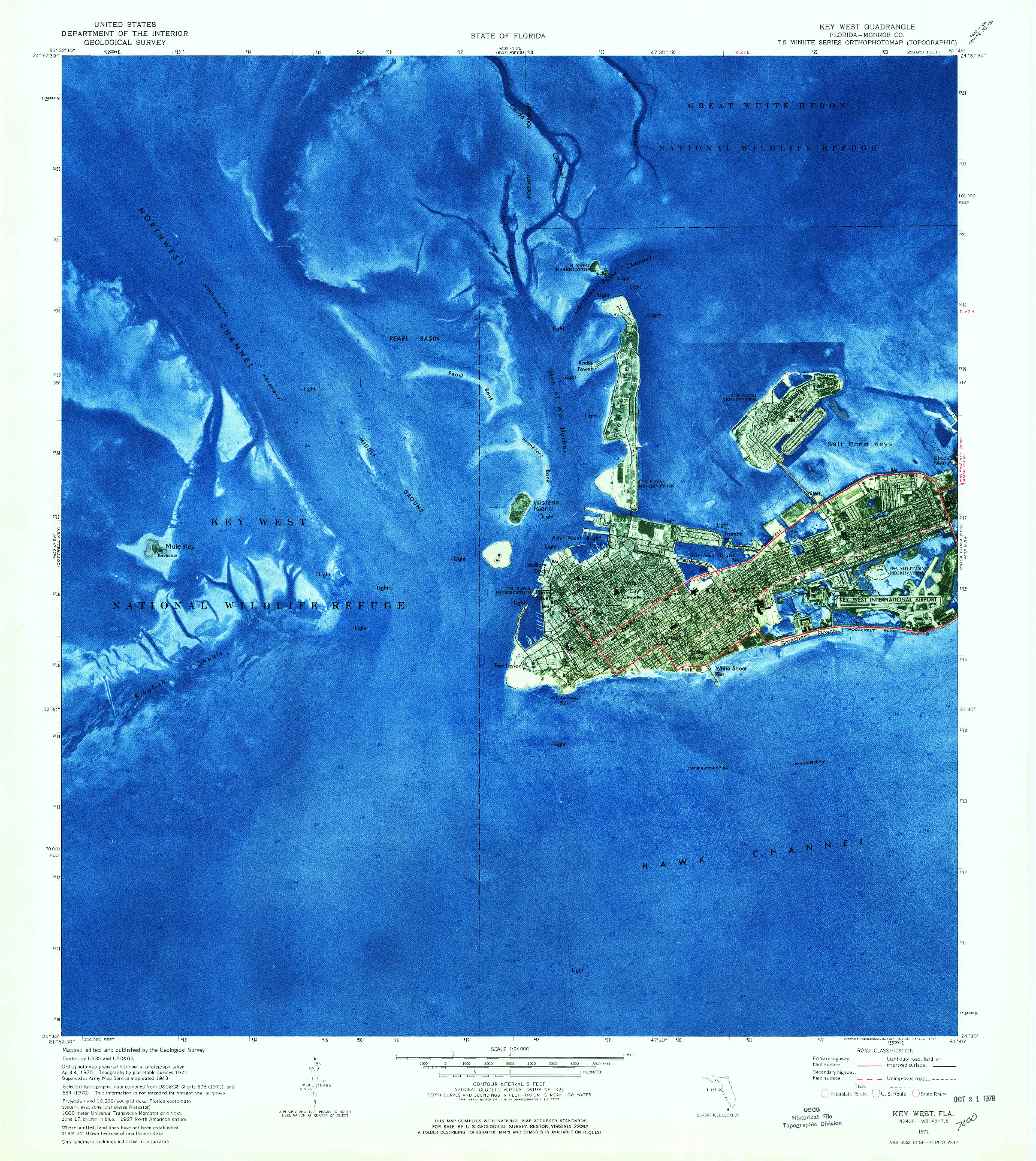 USGS 1:24000-SCALE QUADRANGLE FOR KEY WEST, FL 1971