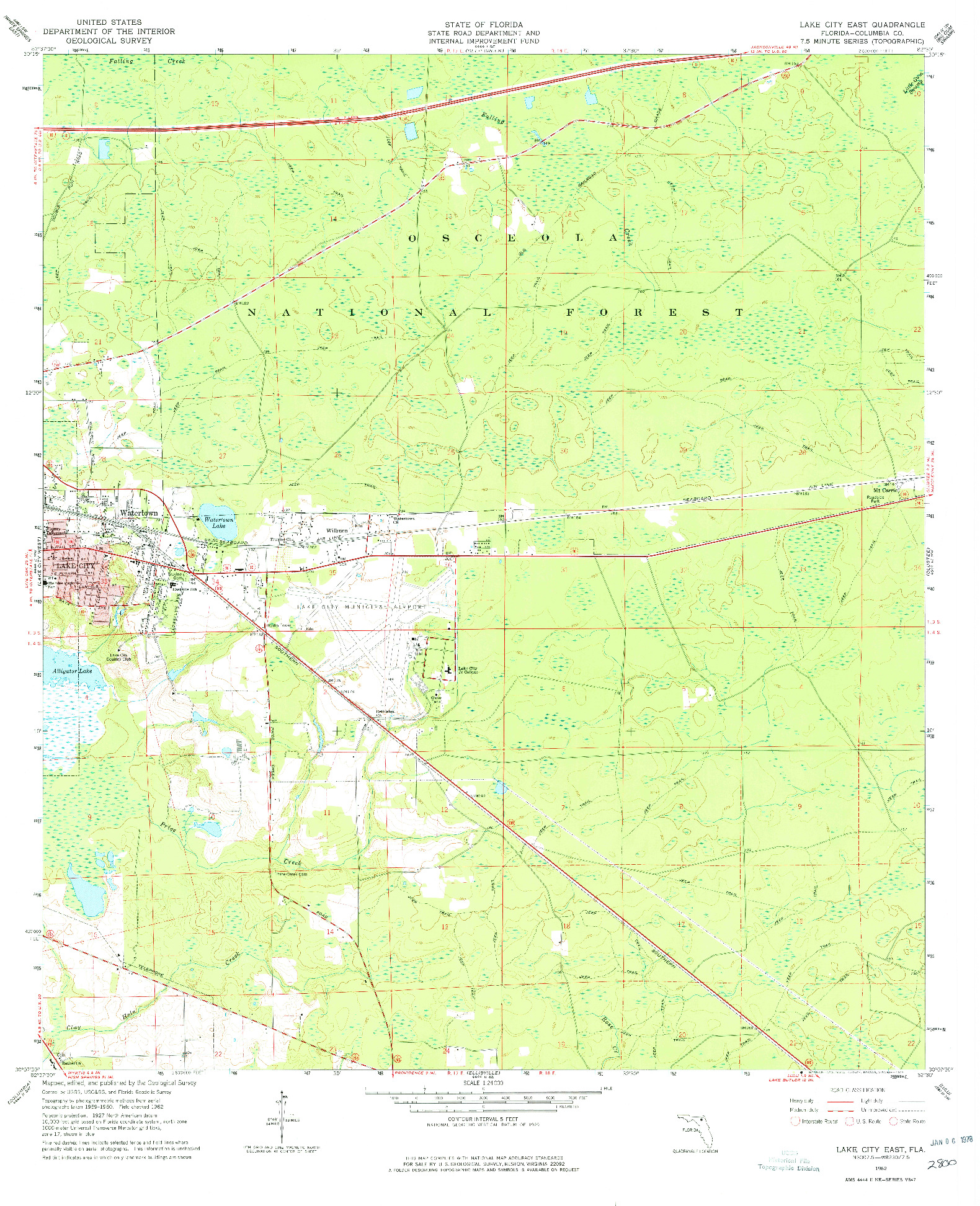 USGS 1:24000-SCALE QUADRANGLE FOR LAKE CITY EAST, FL 1962