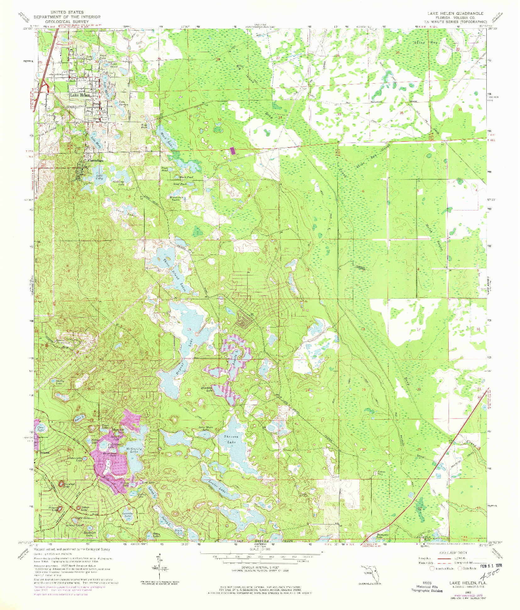 USGS 1:24000-SCALE QUADRANGLE FOR LAKE HELEN, FL 1966