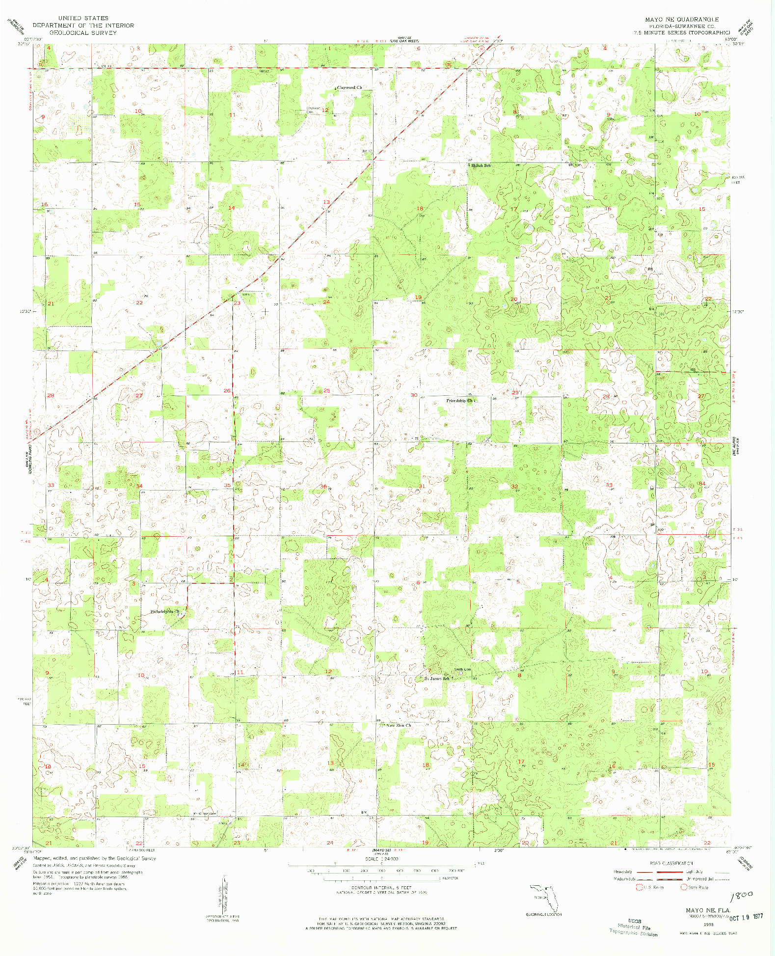 USGS 1:24000-SCALE QUADRANGLE FOR MAYO NE, FL 1955