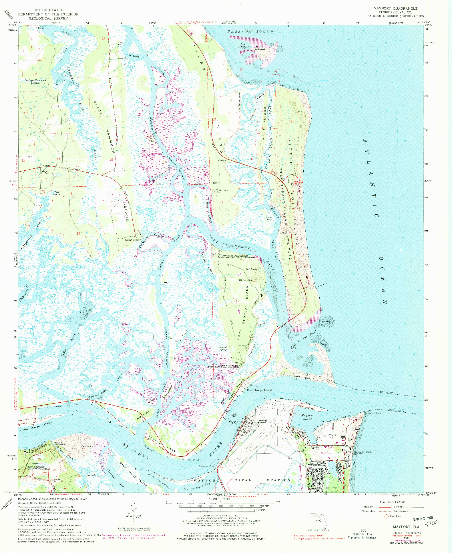 USGS 1:24000-SCALE QUADRANGLE FOR MAYPORT, FL 1964