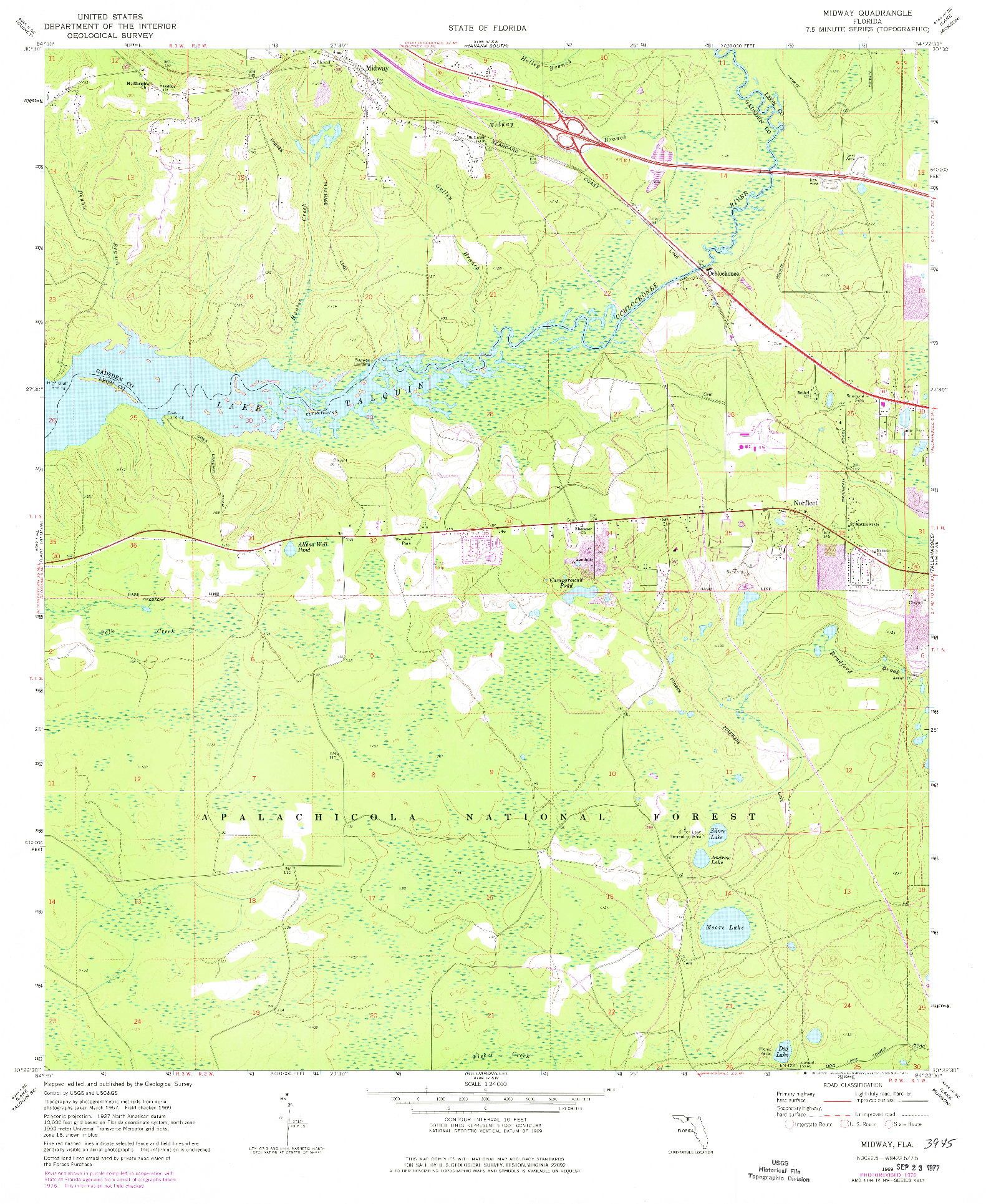 USGS 1:24000-SCALE QUADRANGLE FOR MIDWAY, FL 1969