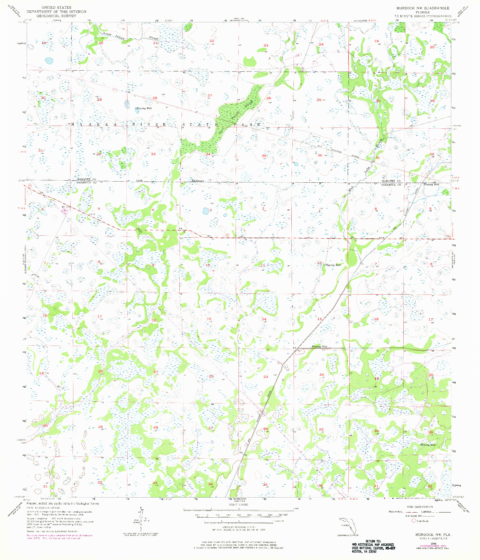 USGS 1:24000-SCALE QUADRANGLE FOR MURDOCK NW, FL 1956